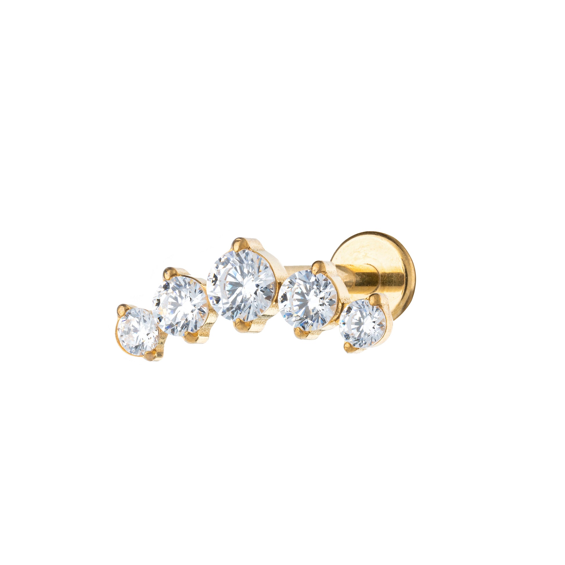 Titanium Gold Plated 5 Round Zirconia Curve Labret