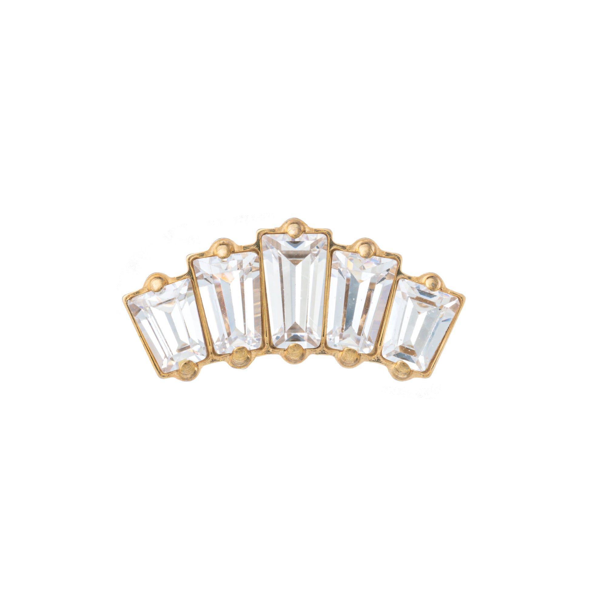 Titanium Gold Plated 5 Oblong Zirconia Top
