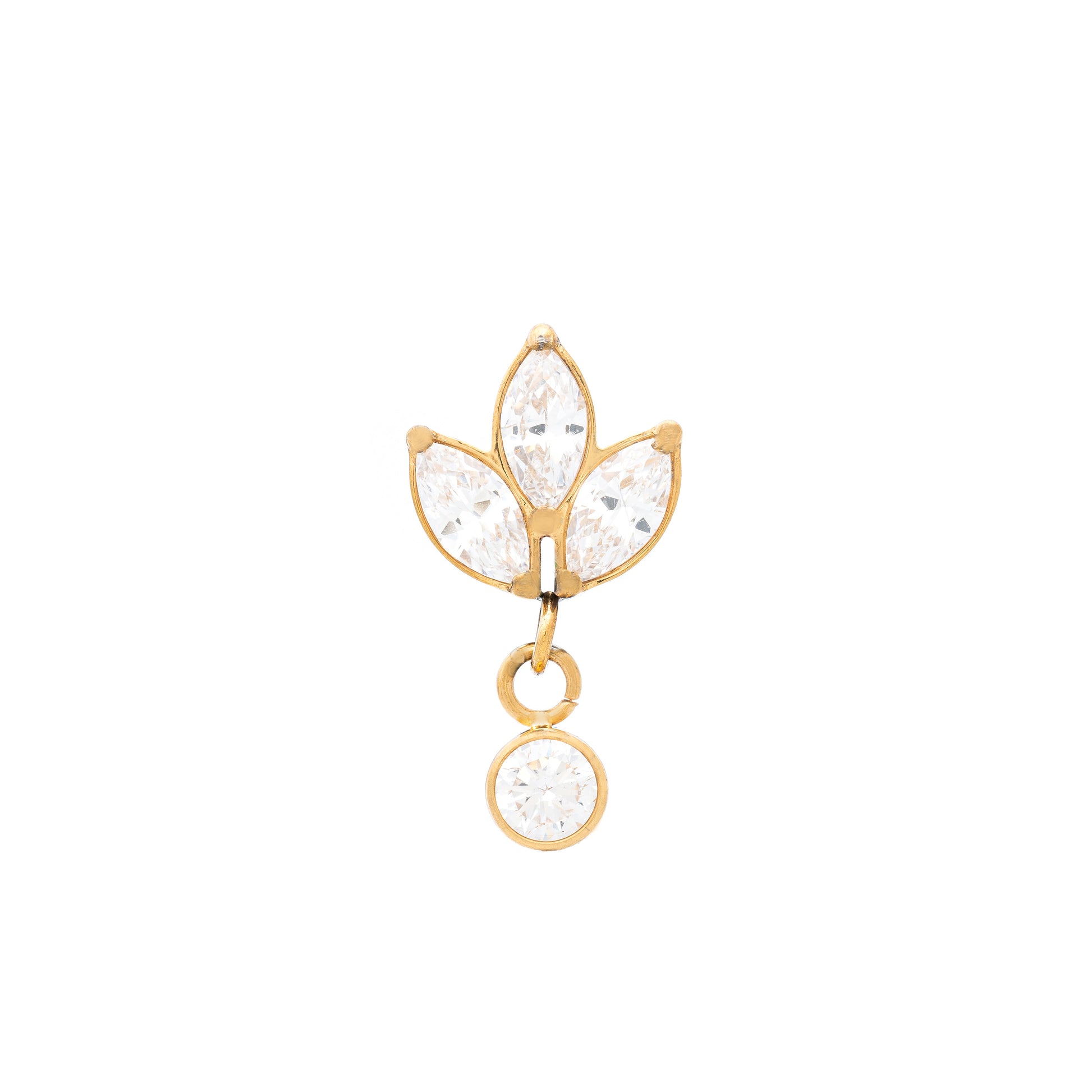 Titanium Gold Plated 3 Marquise Top With Round Zirconia Charm