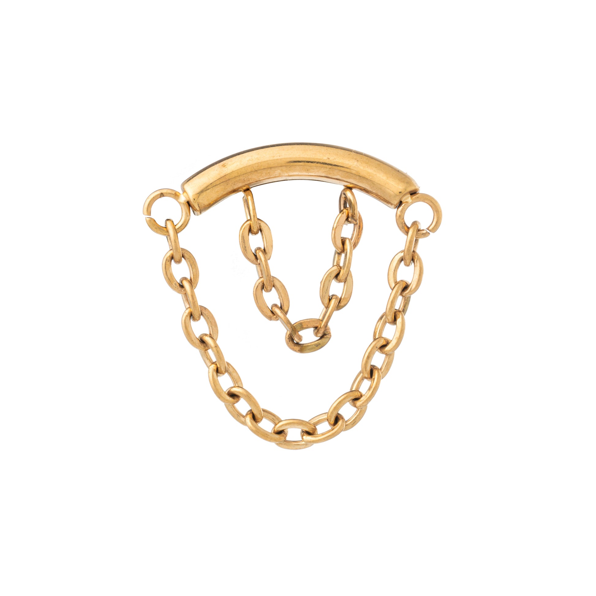 Titanium Gold Plated Curved Bar Top With 2 Chains