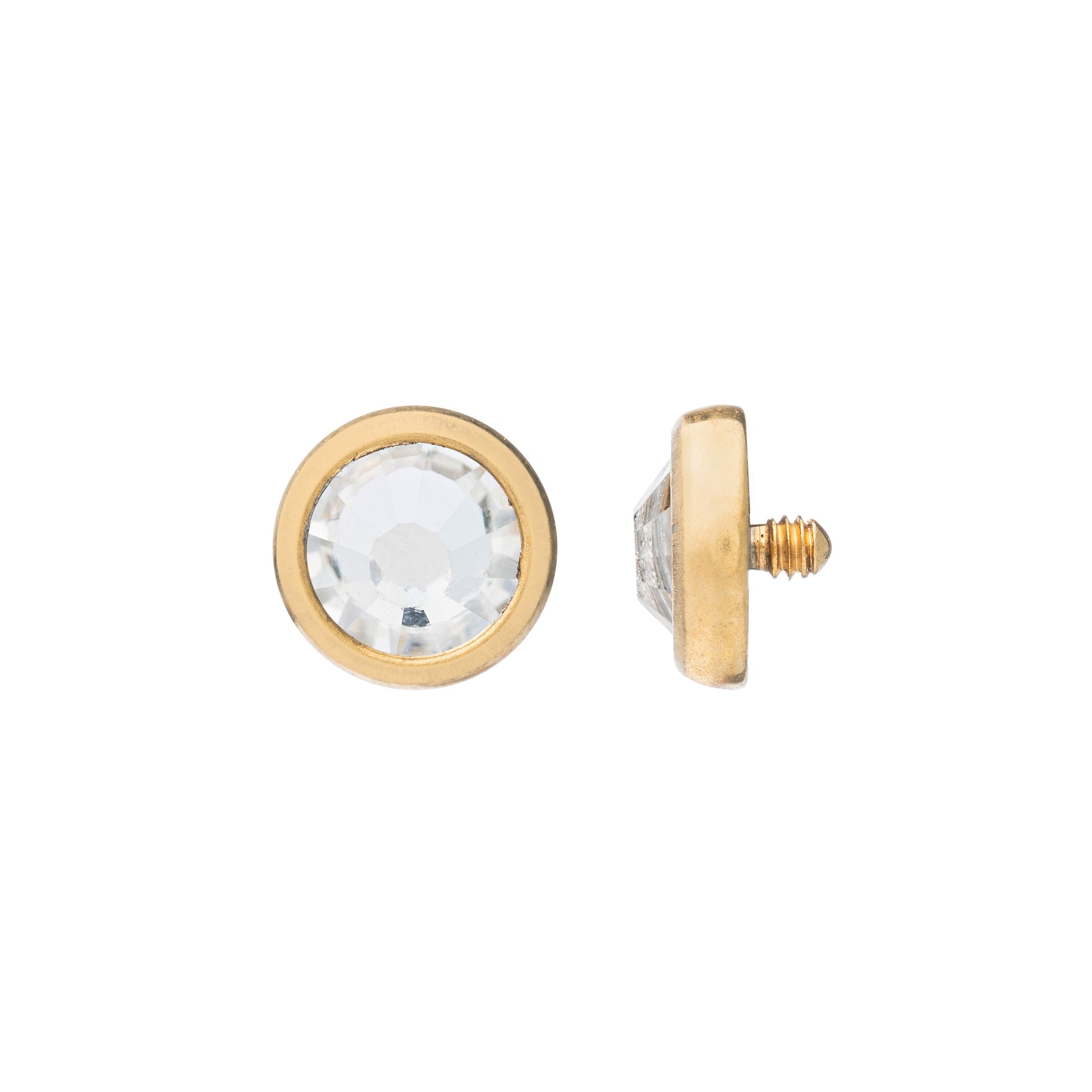 Titanium Gold PVD Plated Dermal Top with Bezel Set Cubic Zirconia Stone