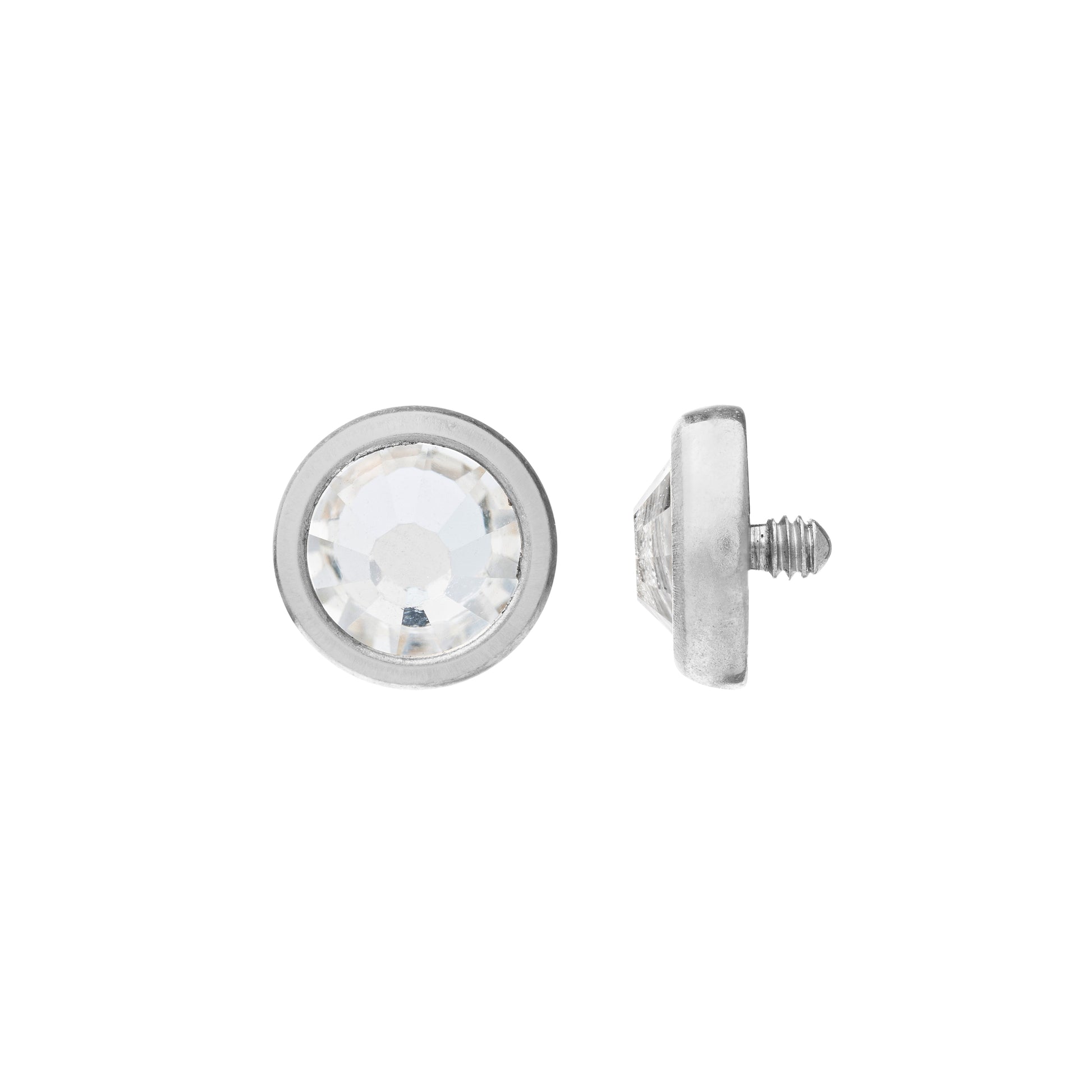 Titanium Dermal Top With Bezel Set Jewel