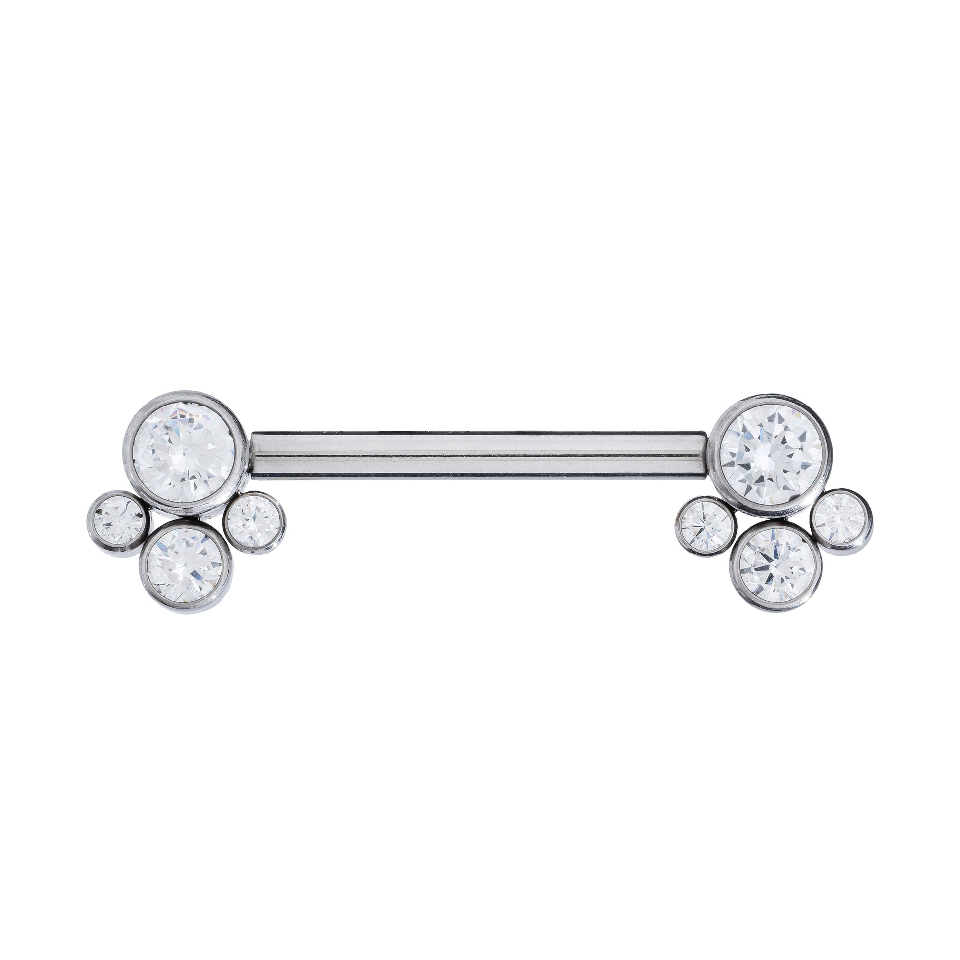 Titanium Internally Threaded Nipple Barbell With 4 CZ Stones