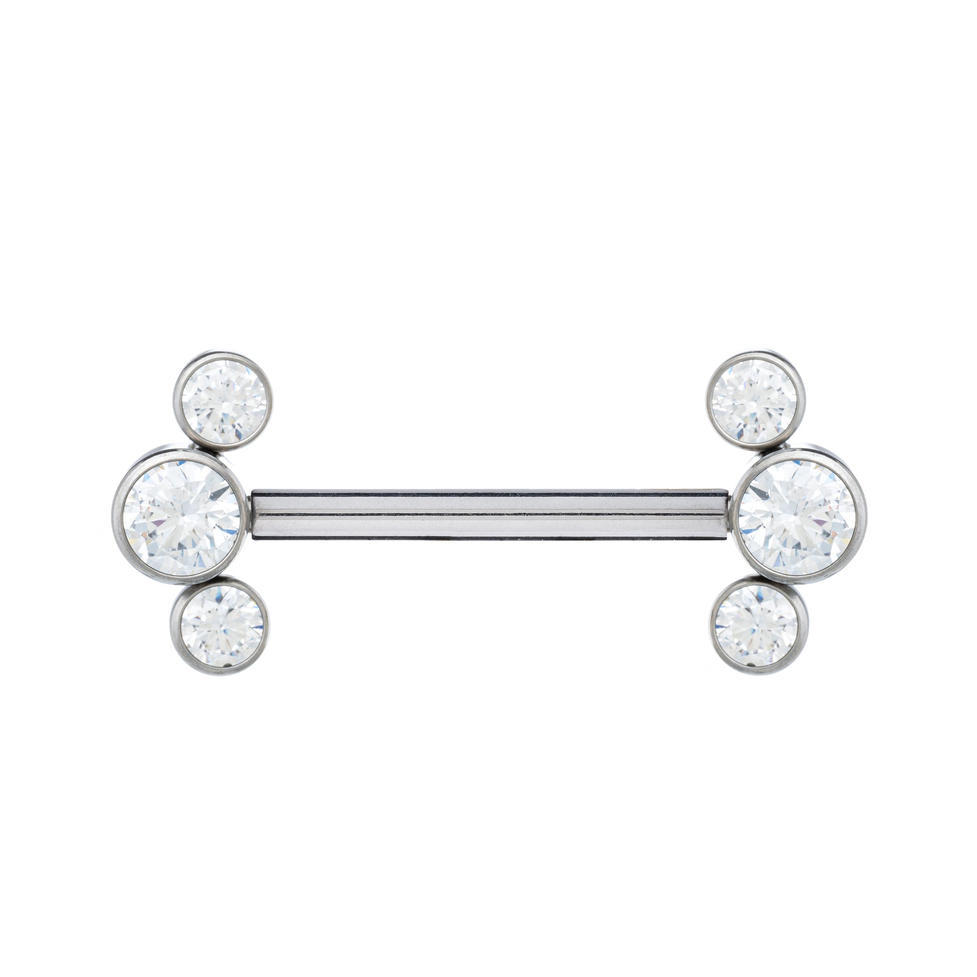 Titanium Internally Threaded Nipple Barbell With 3 CZ Stones
