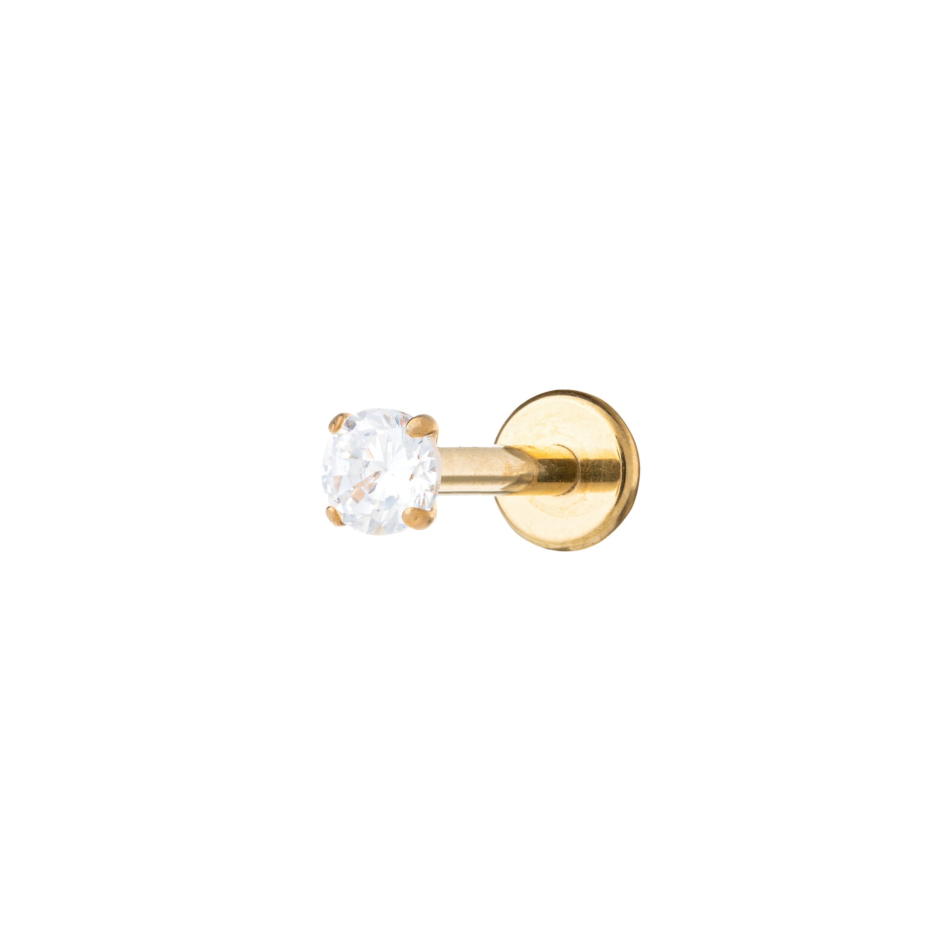 Titanium Gold Plated Round Prong-set Zirconia Labret