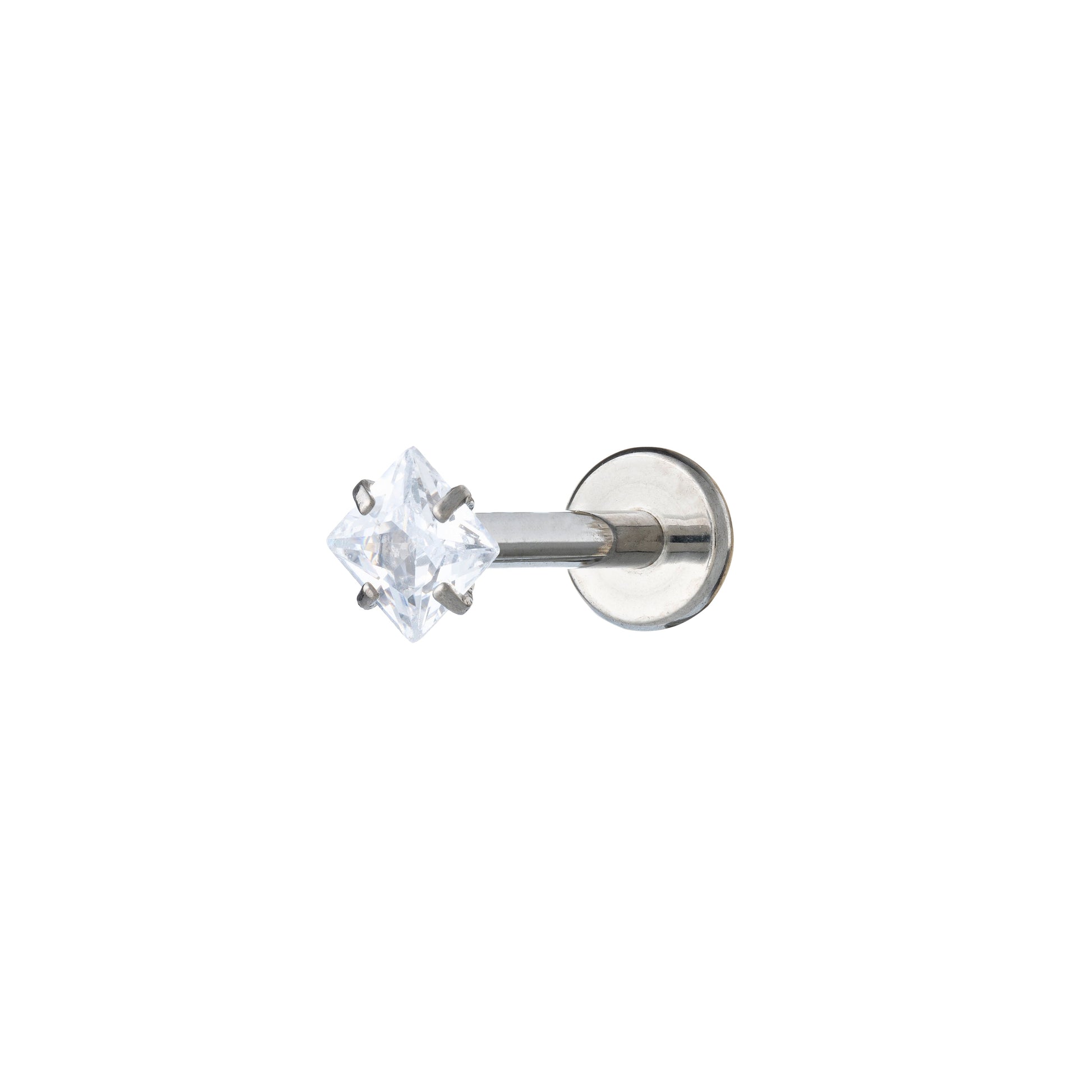 Titanium Square Prong-set Zirconia Labret