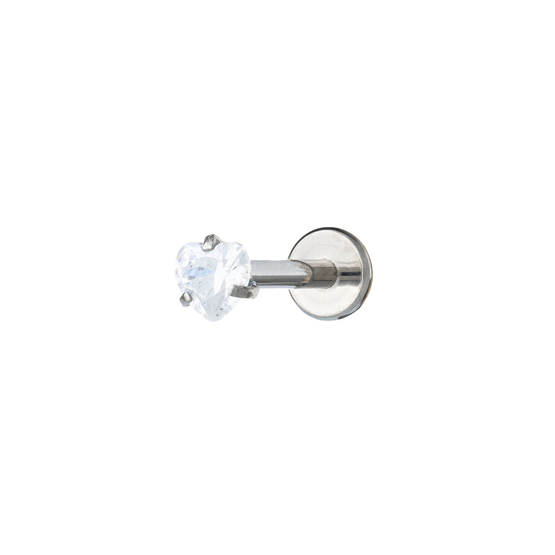 Titanium Heart Prong-set Zirconia Labret