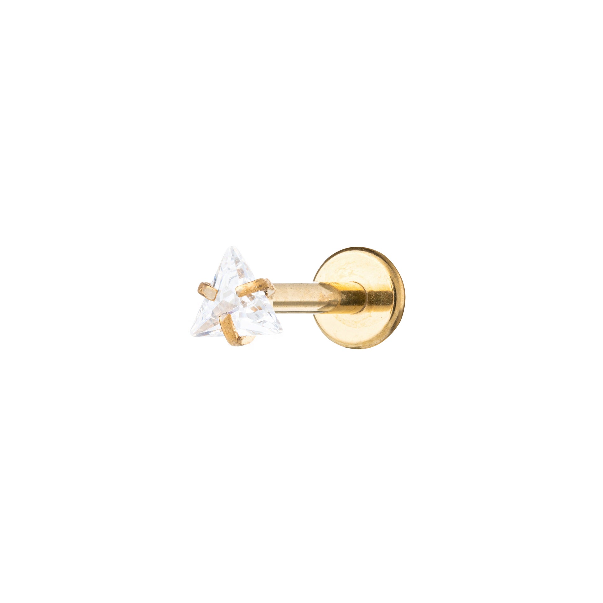Titanium Gold Plated Triangle Prong-set Zirconia Labret