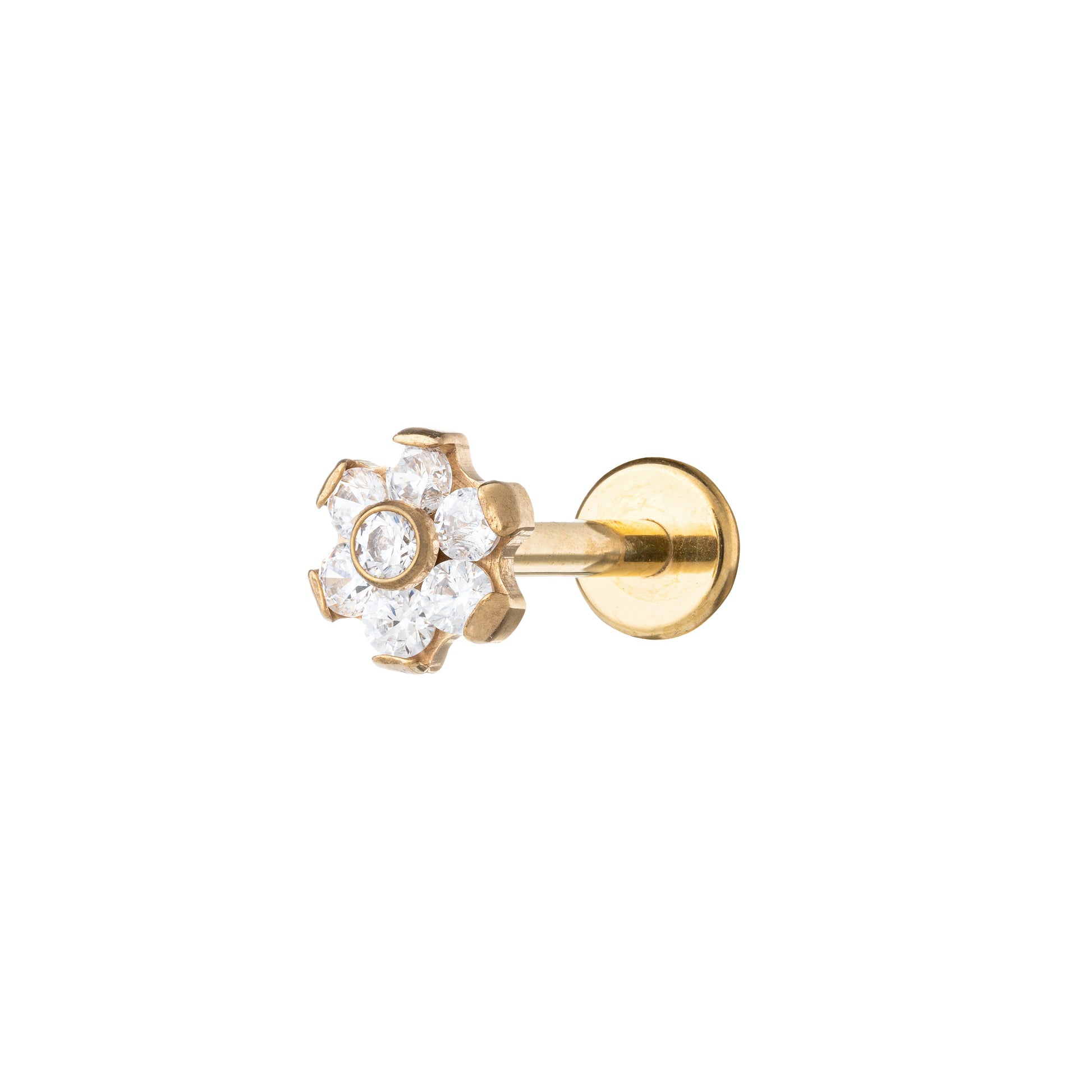 Titanium Gold Plated Zirconia Daisy Labret