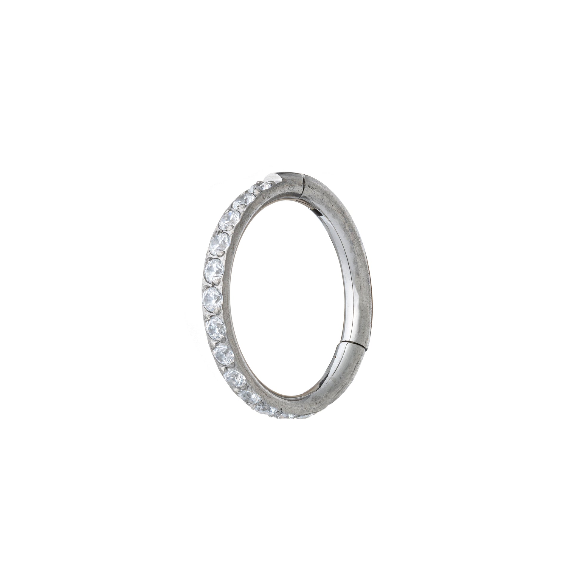 Titanium Hinged Segment Ring With Side Pave CZ Stones