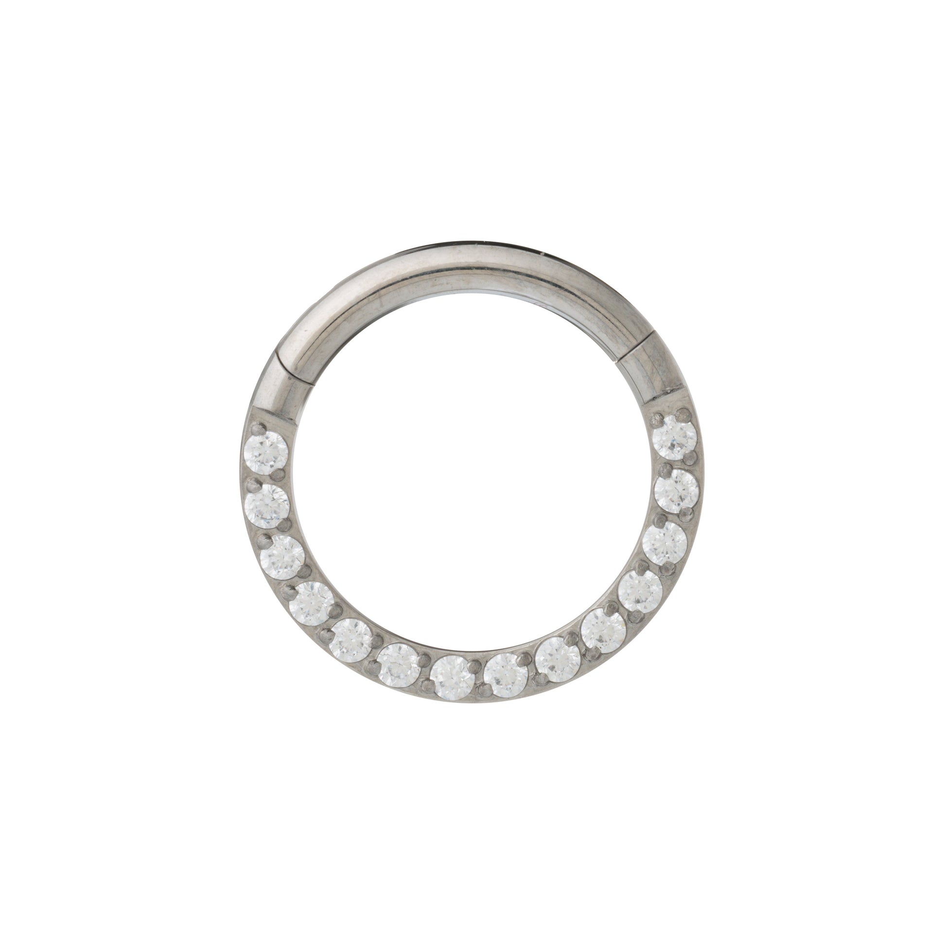 Titanium Hinged Segment Ring With Face Pave CZ Stones