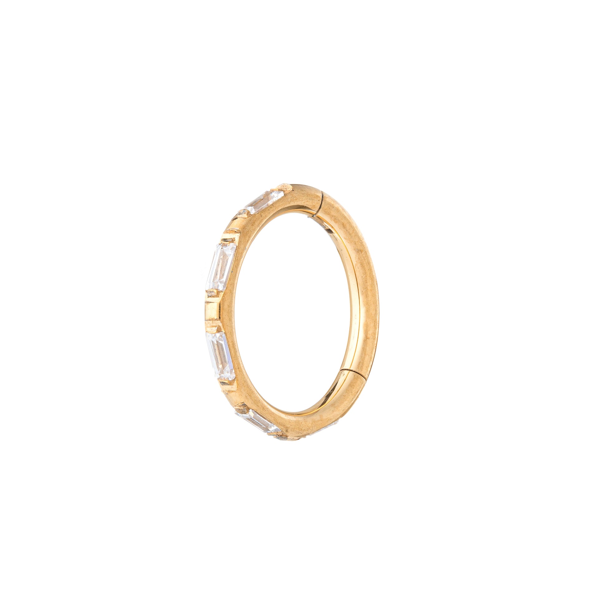 Titanium PVD Plated Hinged Segment Ring With Oblong CZ Stones