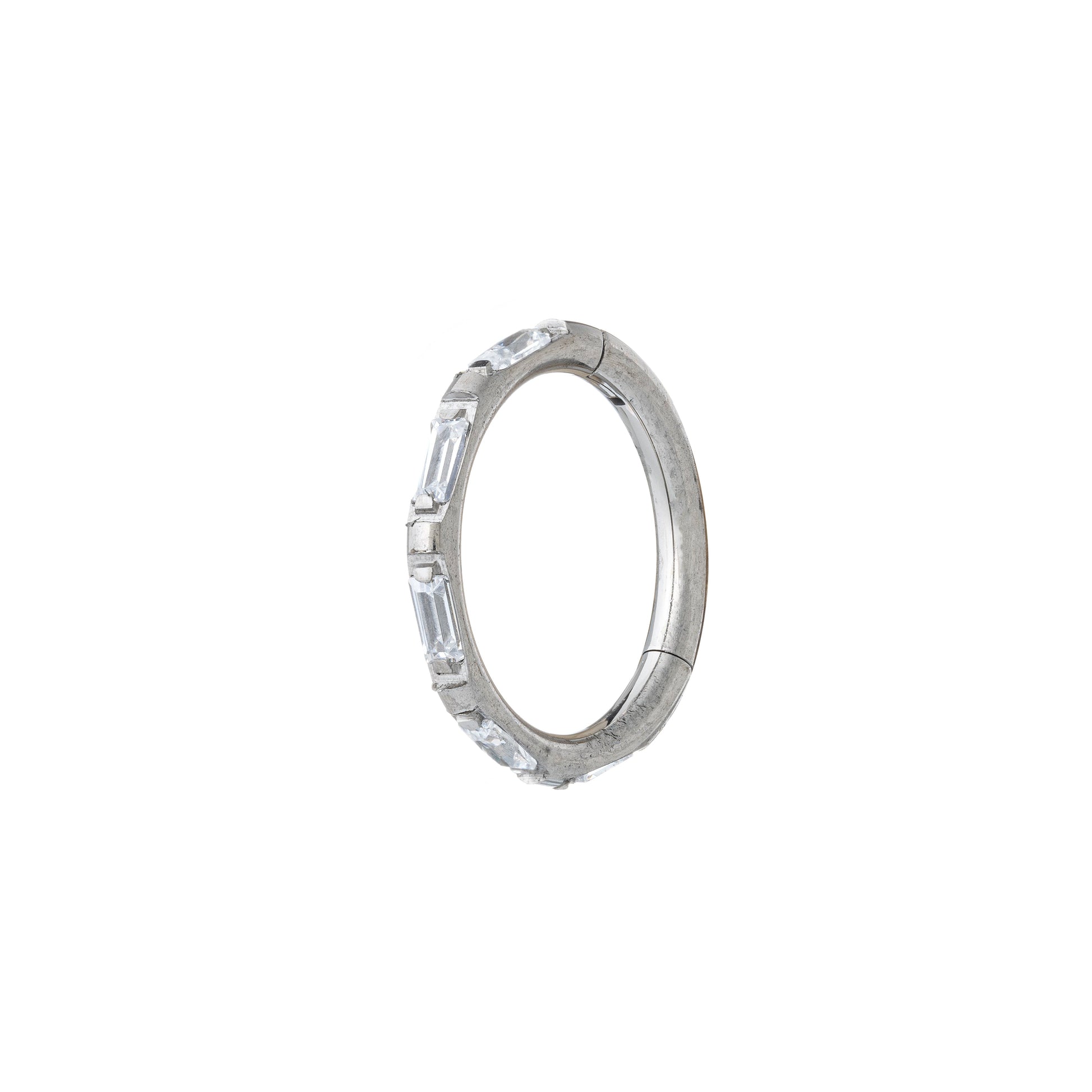 Titanium Hinged Segment Ring With Oblong CZ Stones