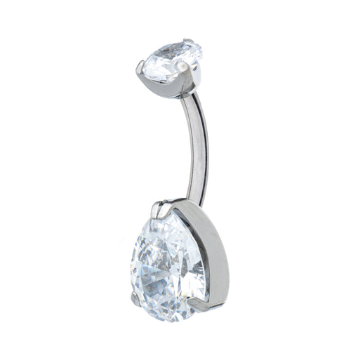 Titanium Pear-Cut Zirconia Navel Banana