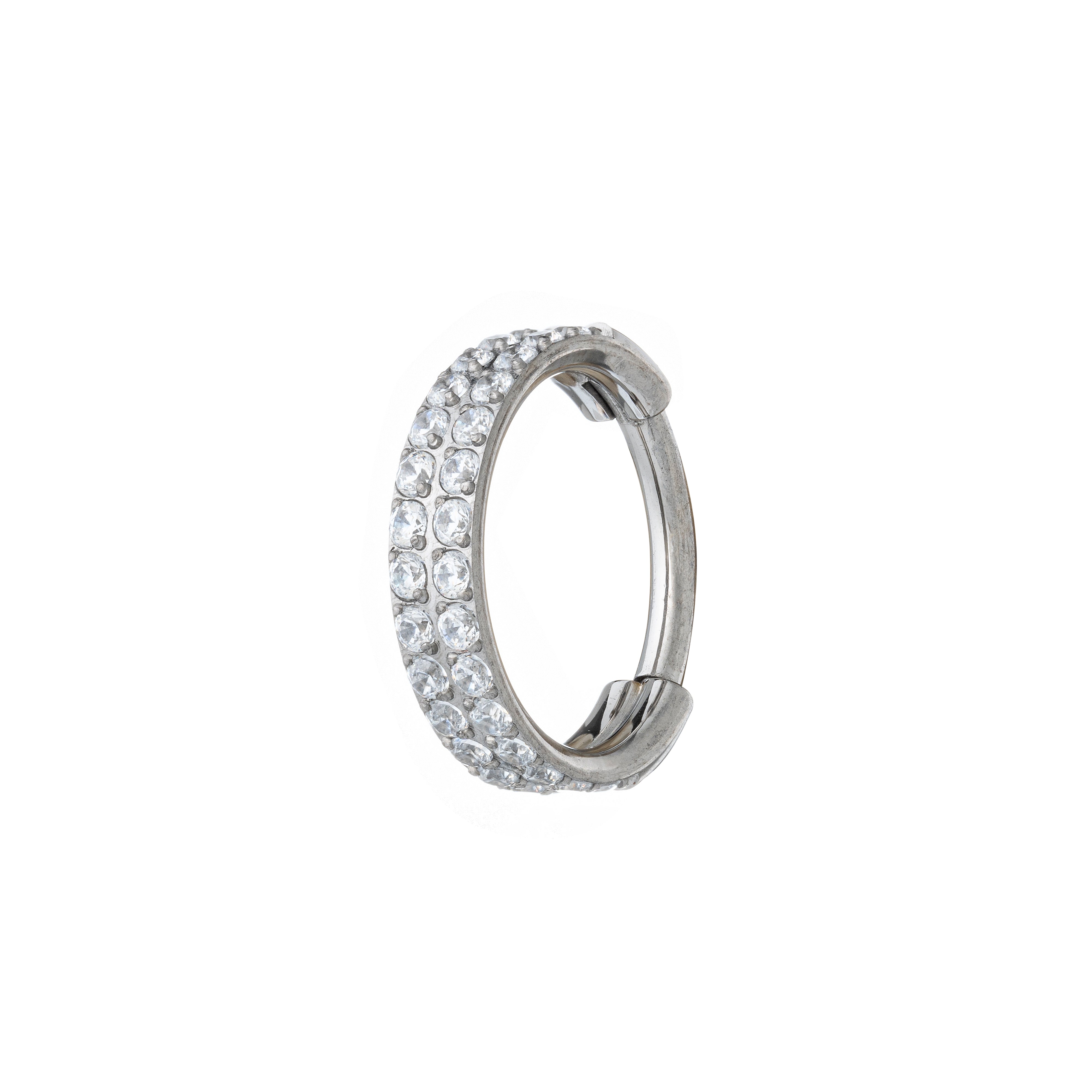 Stacked Side Pavé Clicker – Pierced Peach