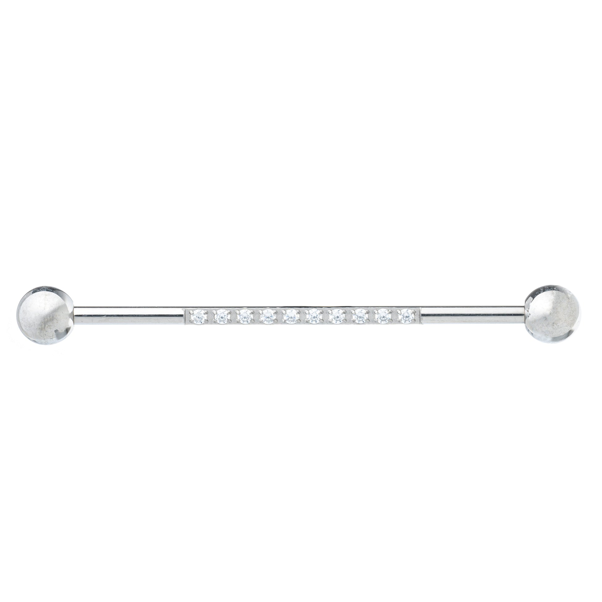 Titanium Pavé Zirconia Industrial Barbell