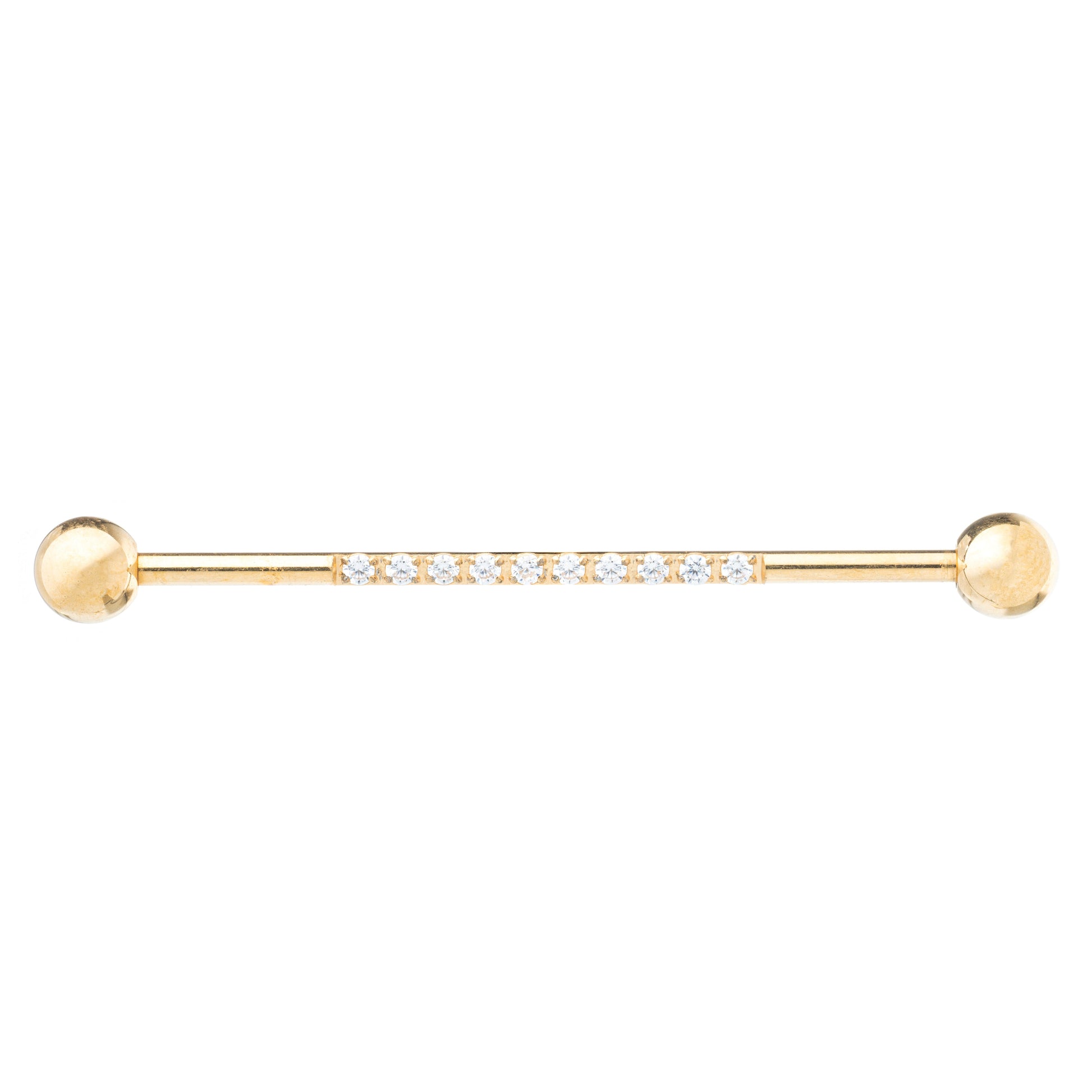 Titanium Gold Plated Pavé Zirconia Industrial Barbell