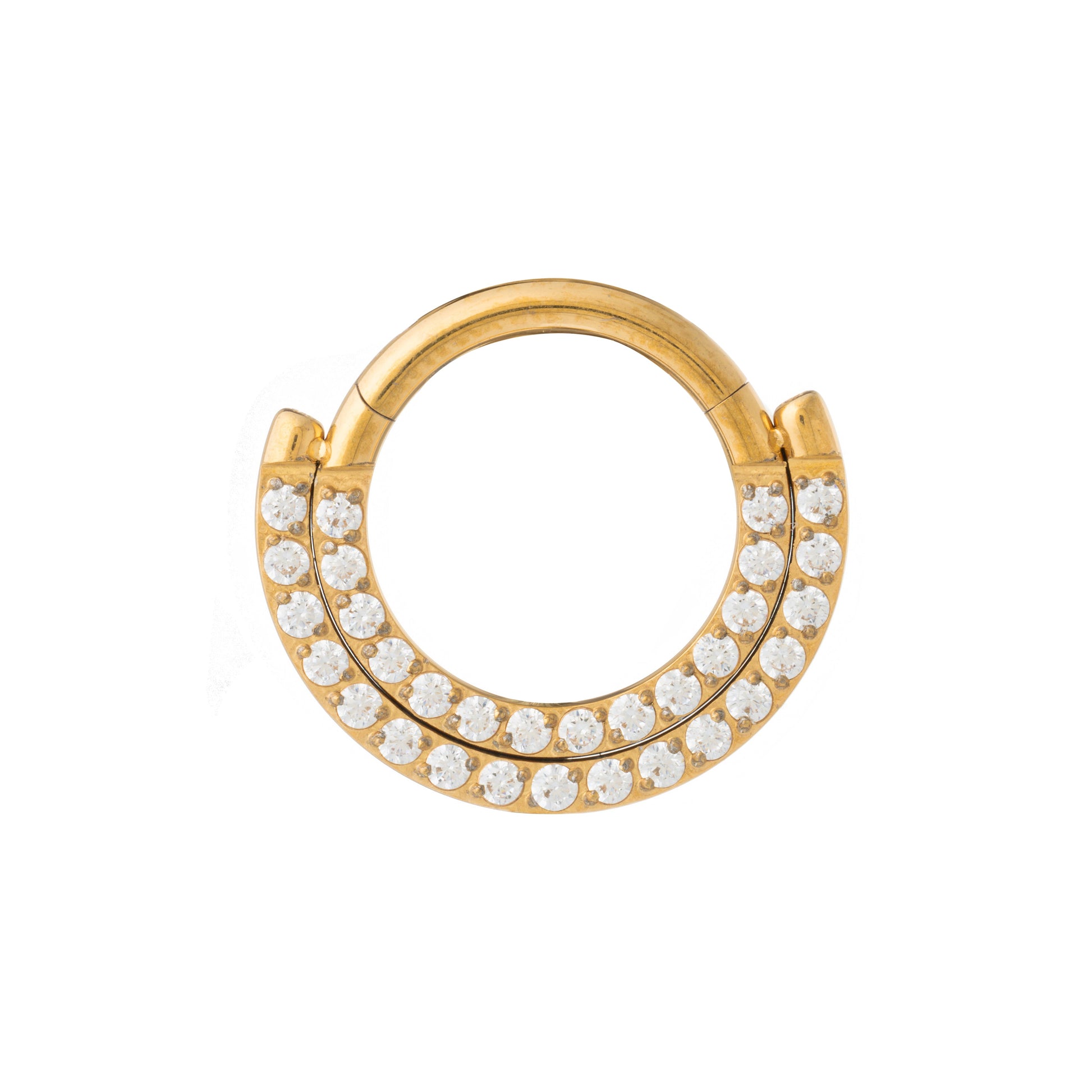 24K Gold Plated Stacked Front Pavé Clicker