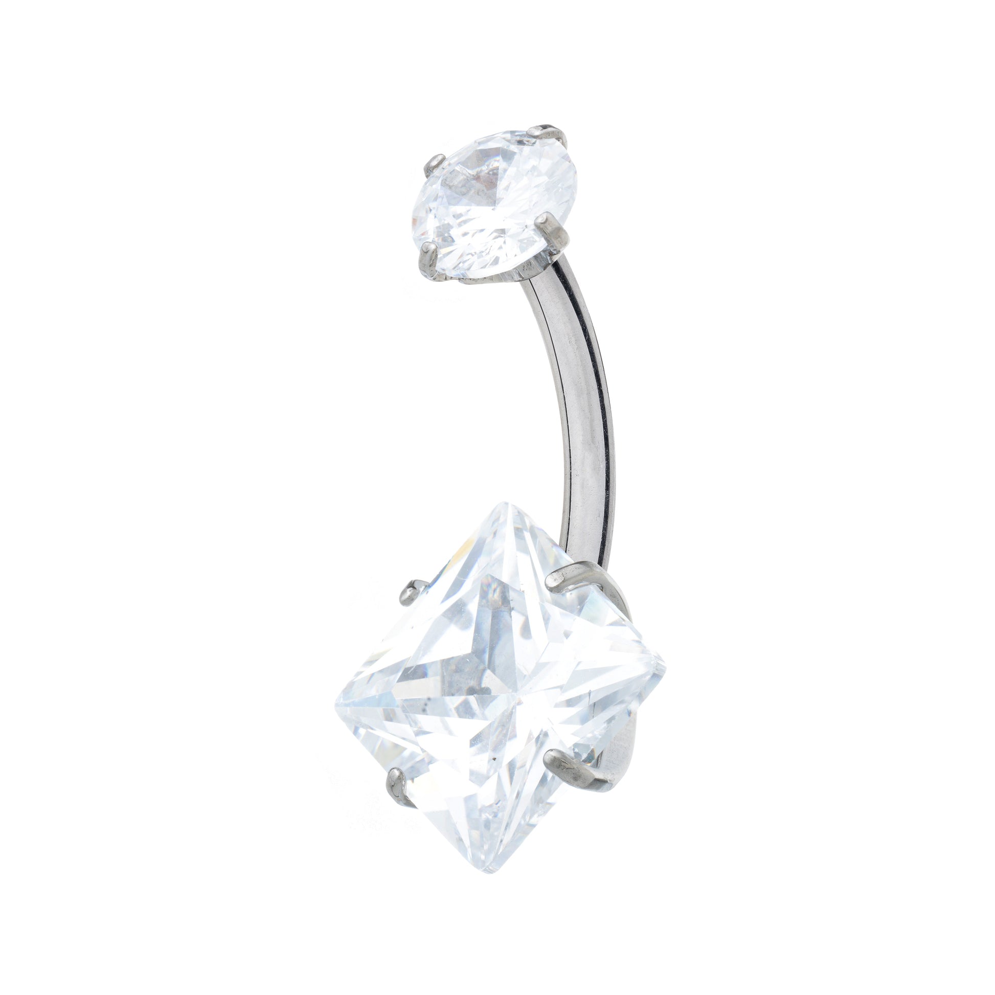 Titanium Square Zirconia Navel Banana