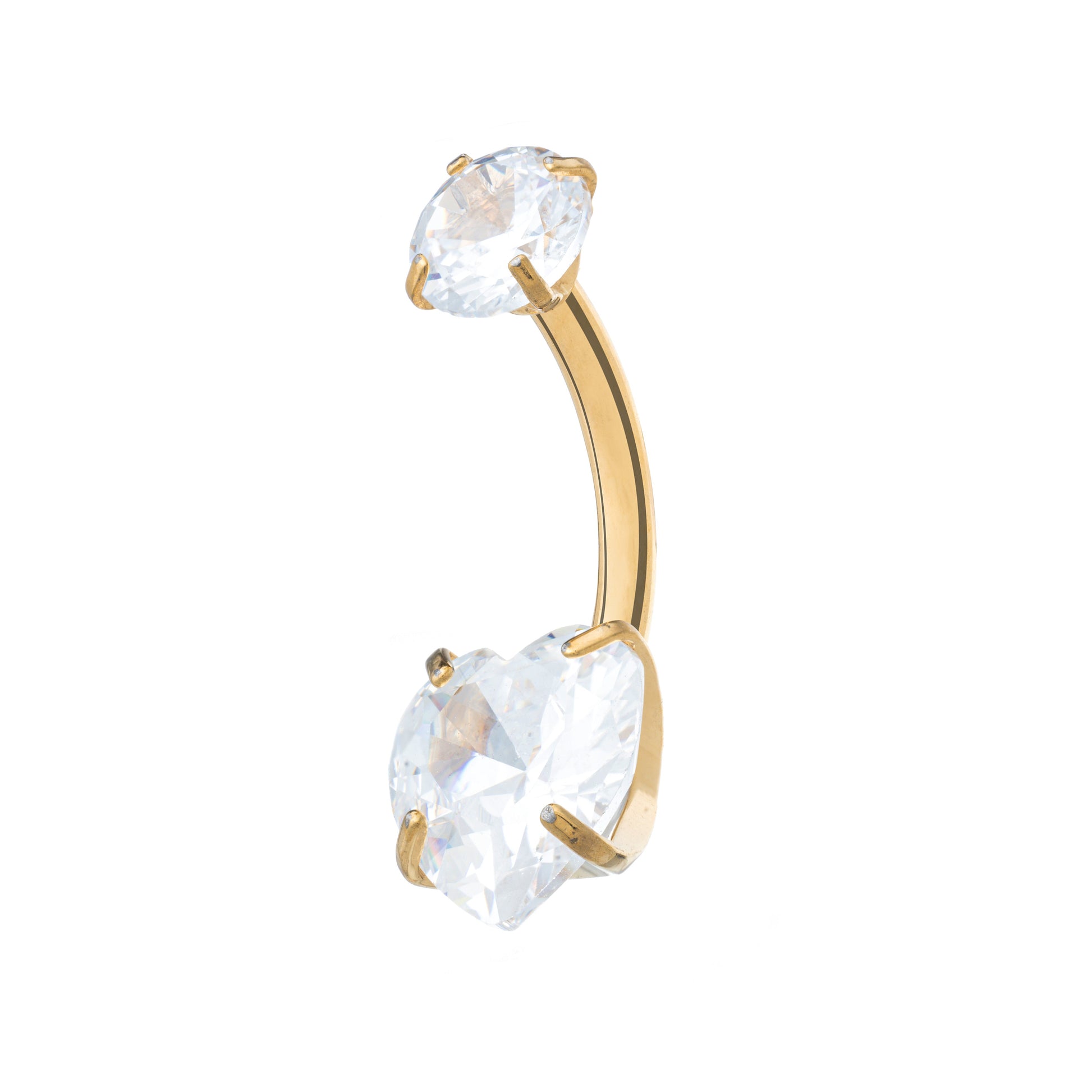 Titanium Gold Plated Heartfelt Zirconia Navel Banana