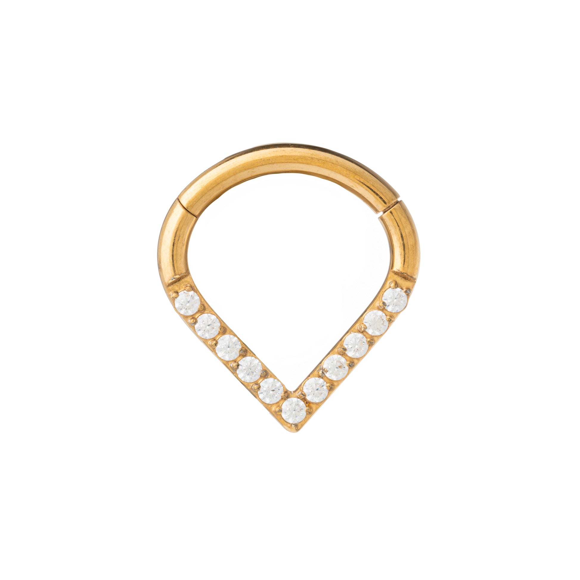 24K Gold Plated Pavé Zirconia V Clicker