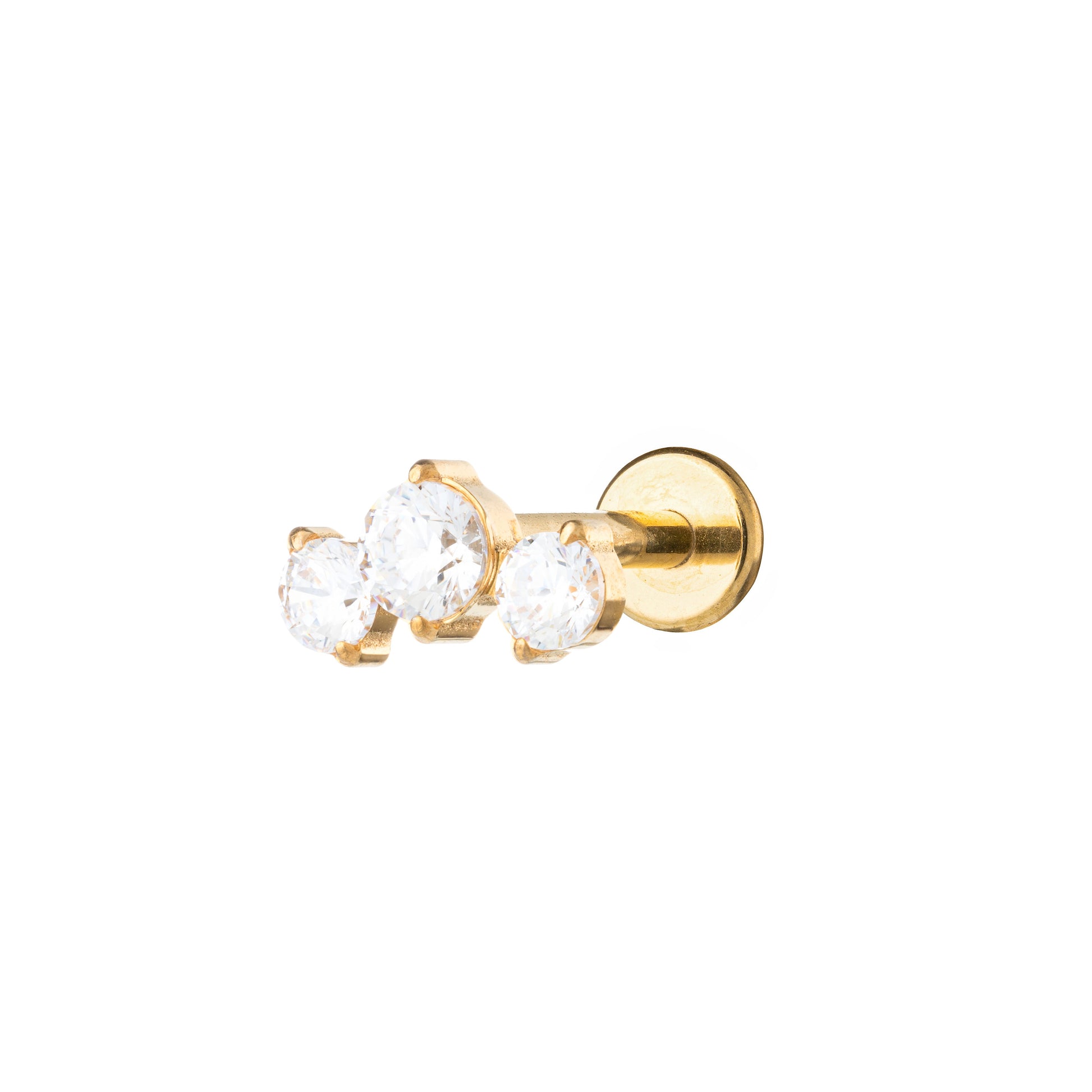 Titanium Gold Plated 3 Round Zirconia Labret