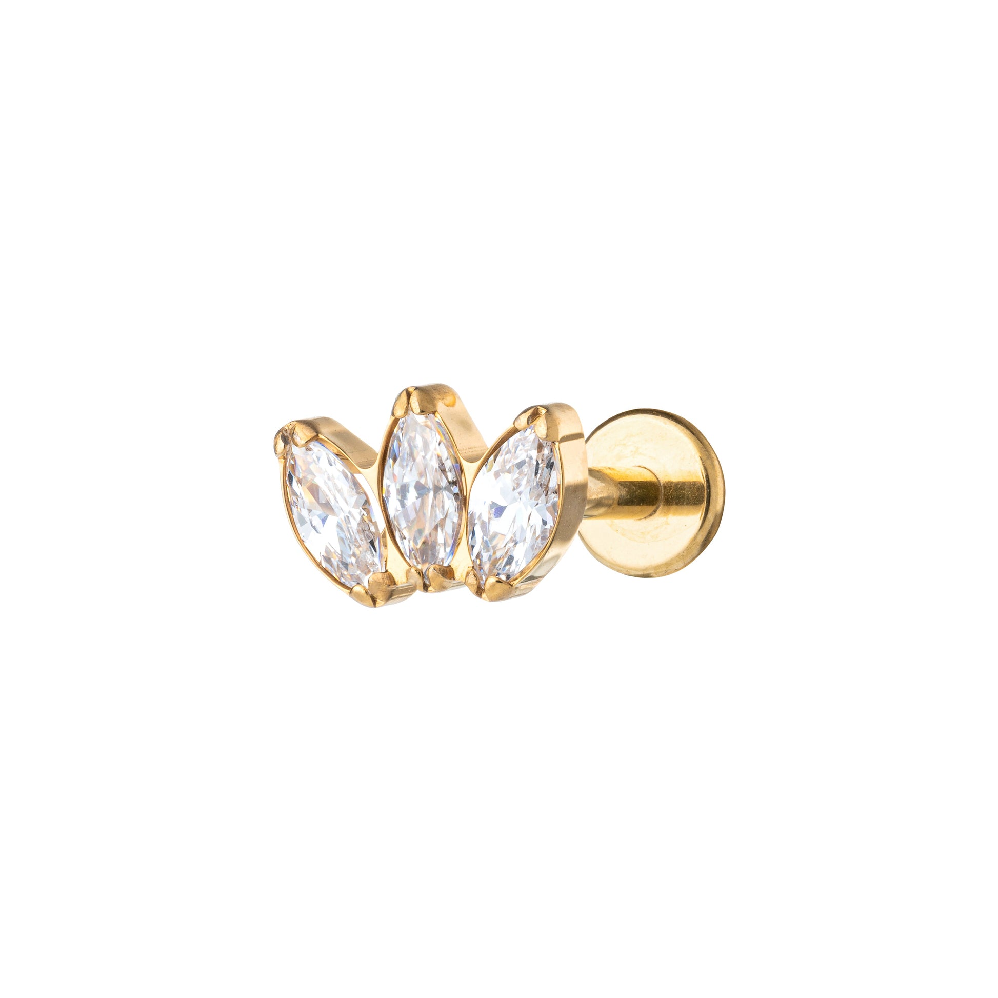 Titanium Gold Plated Royal 3 Marquise Labret