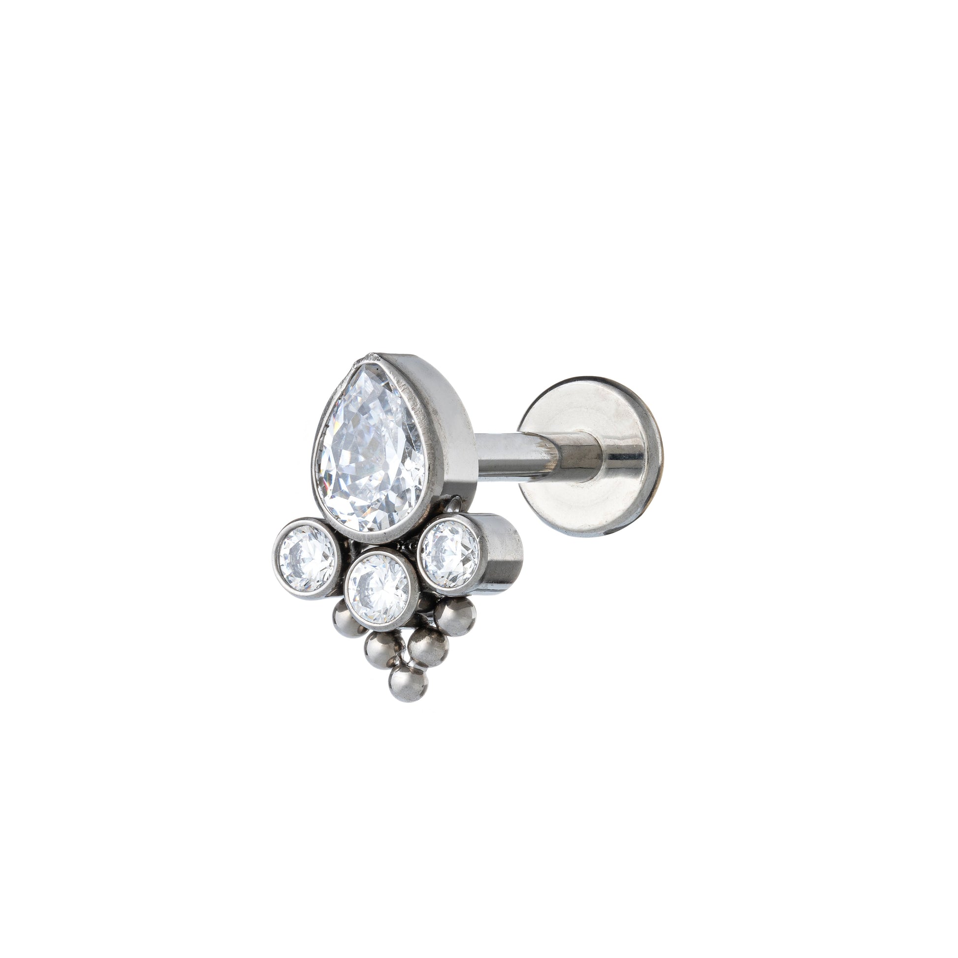 Titanium Teardrop Zirconia & Beads Labret