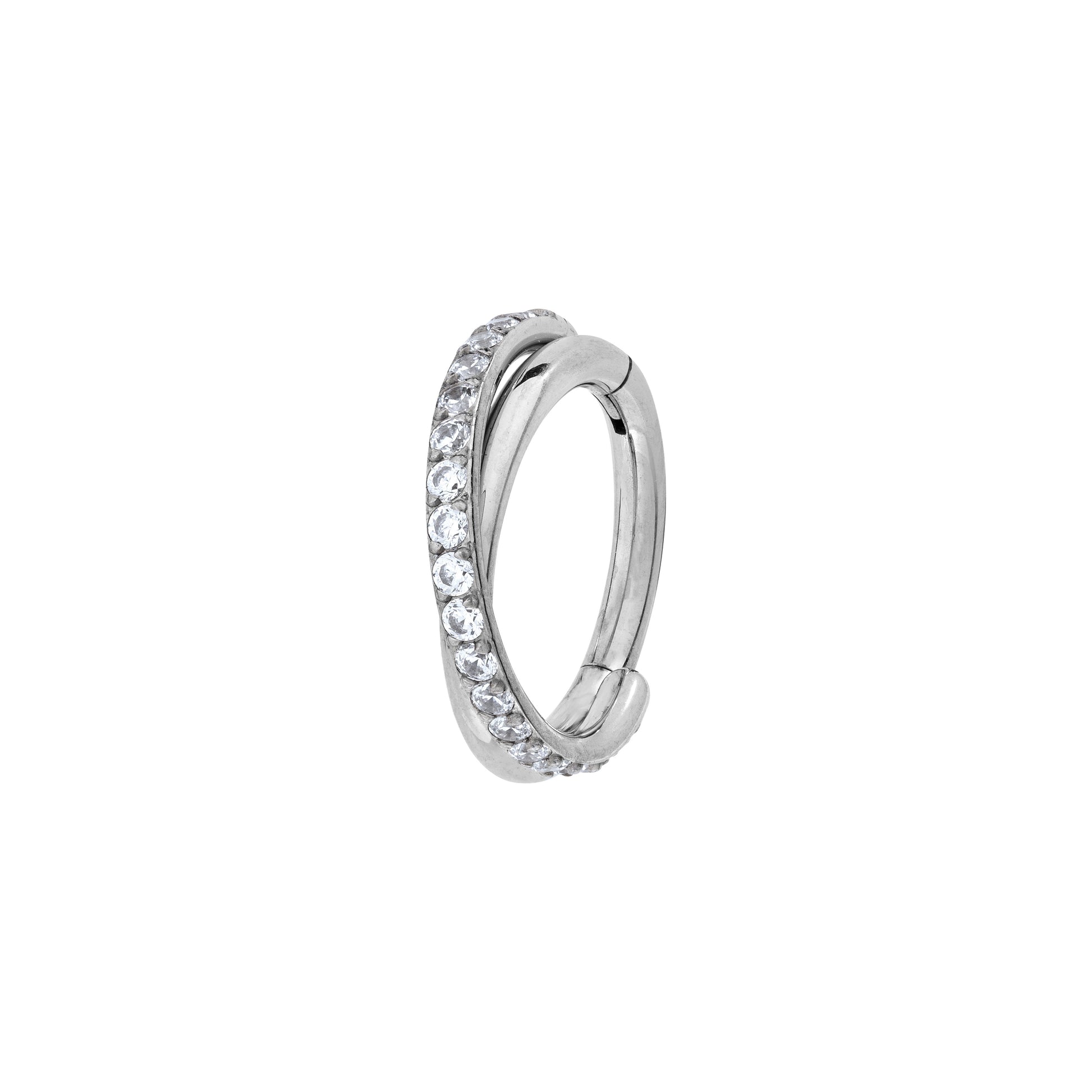 Titanium Twisted Pavé Clicker Ring