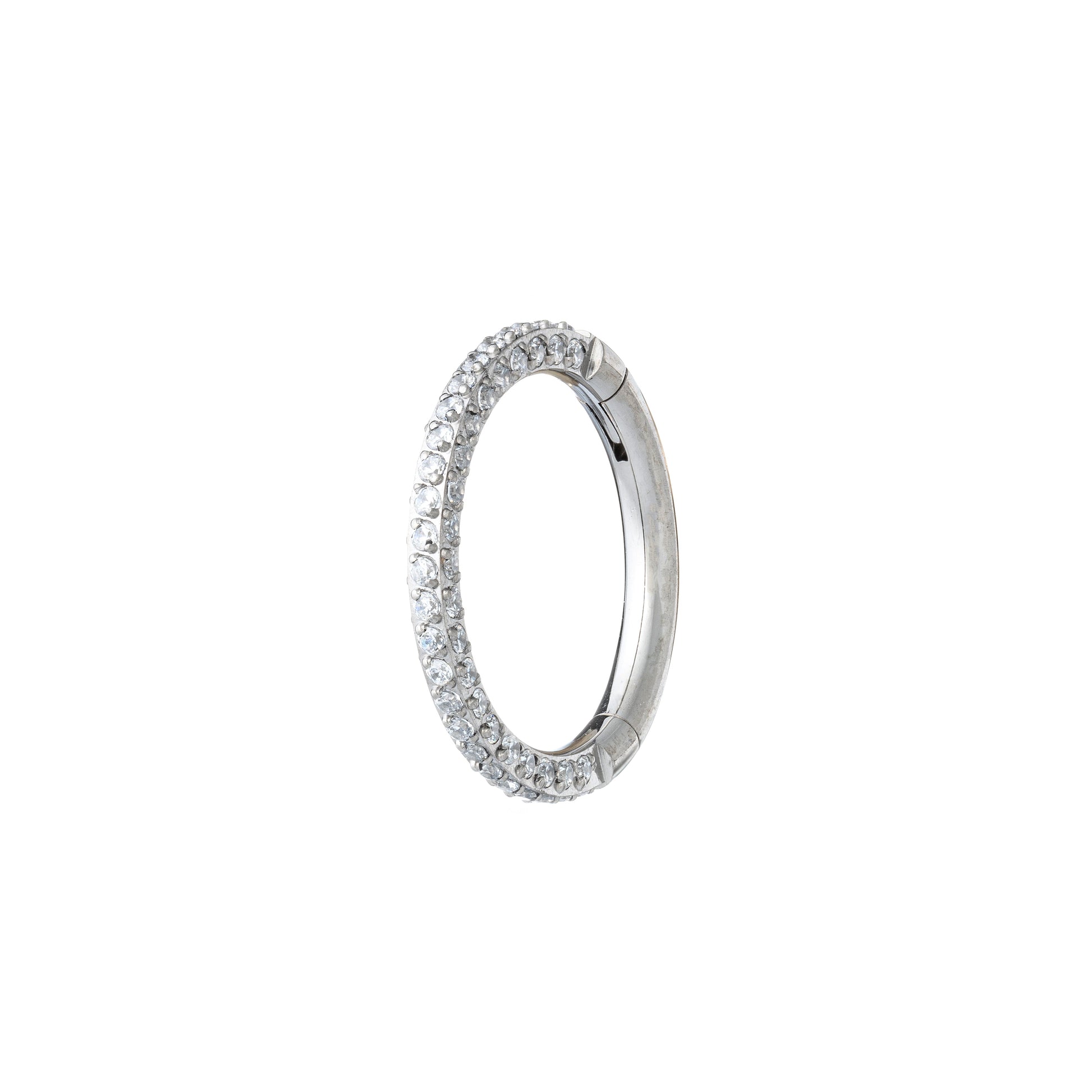 Titanium Hinged Segment Ring With Triple Pave CZ Stones