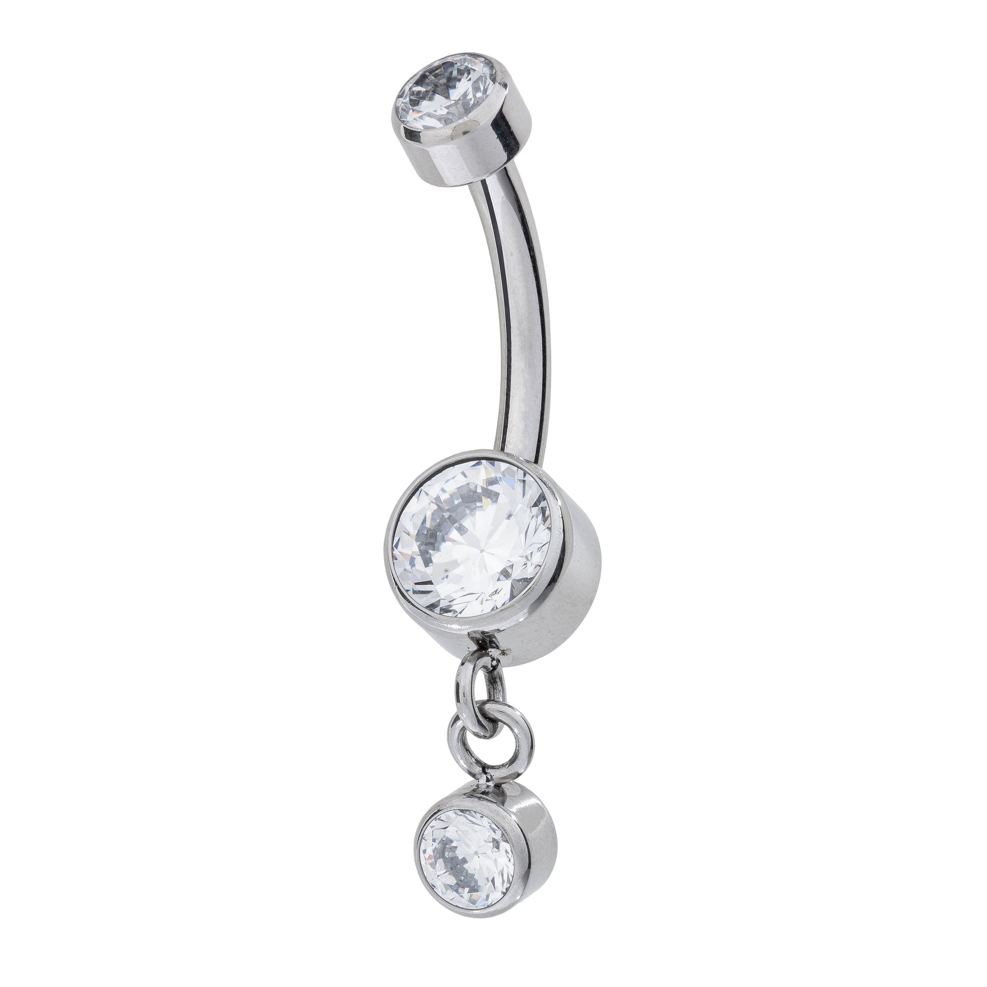 Titanium Flat-Back Navel Banana With Single Zirconia Charm