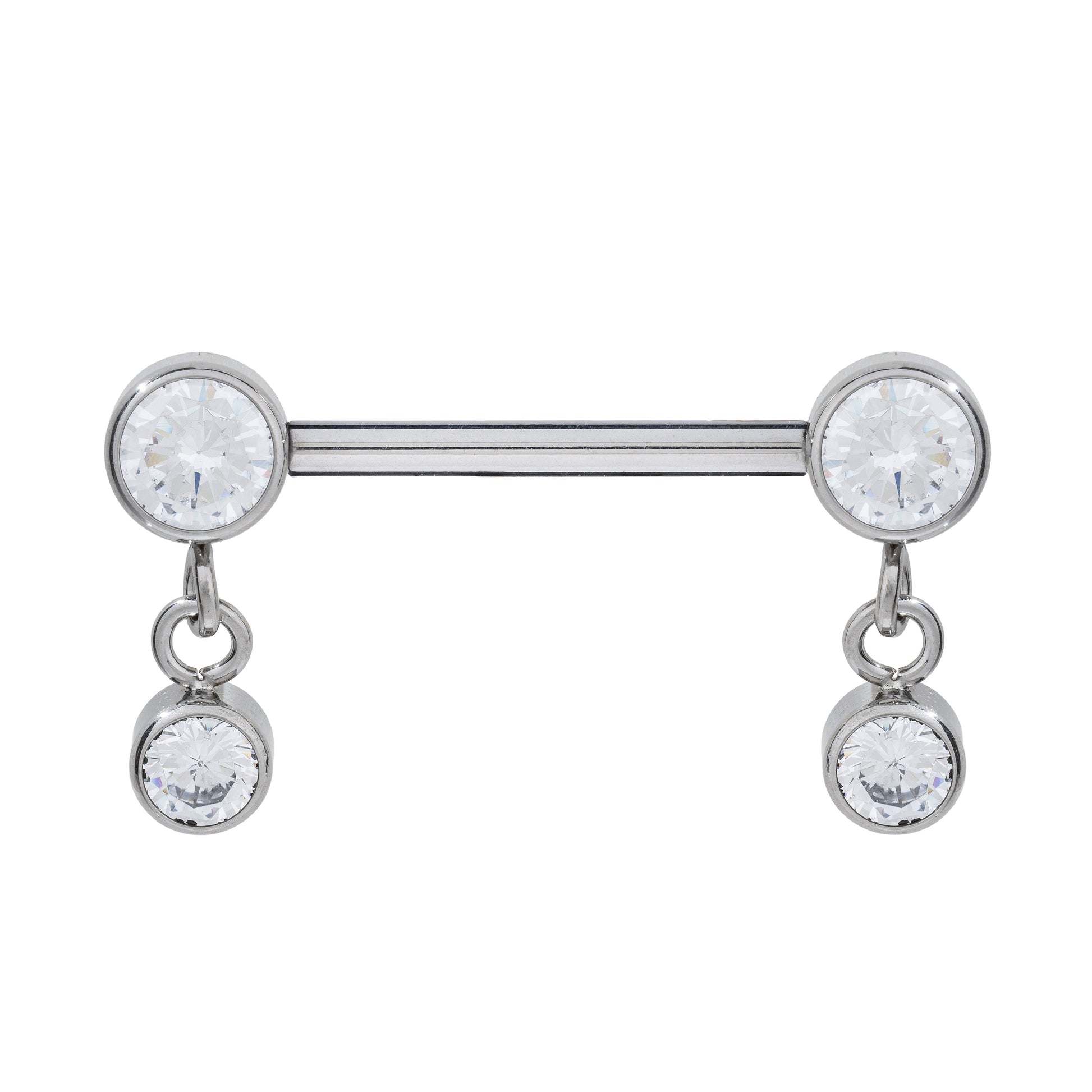 Titanium Internally Threaded Nipple Barbell With Hanging CZ Stones