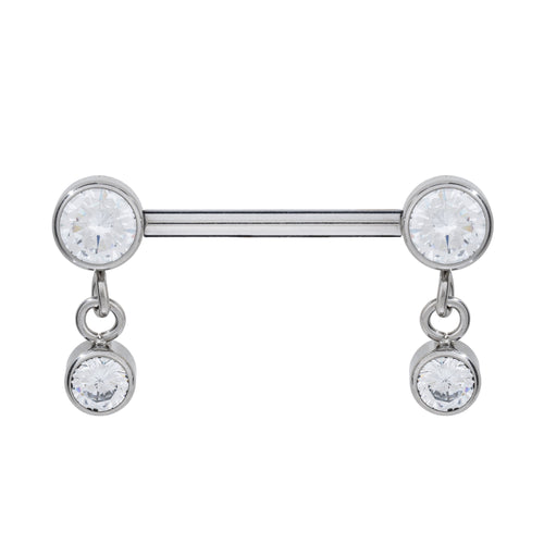 Single Zirconia Charm Nipple Barbell