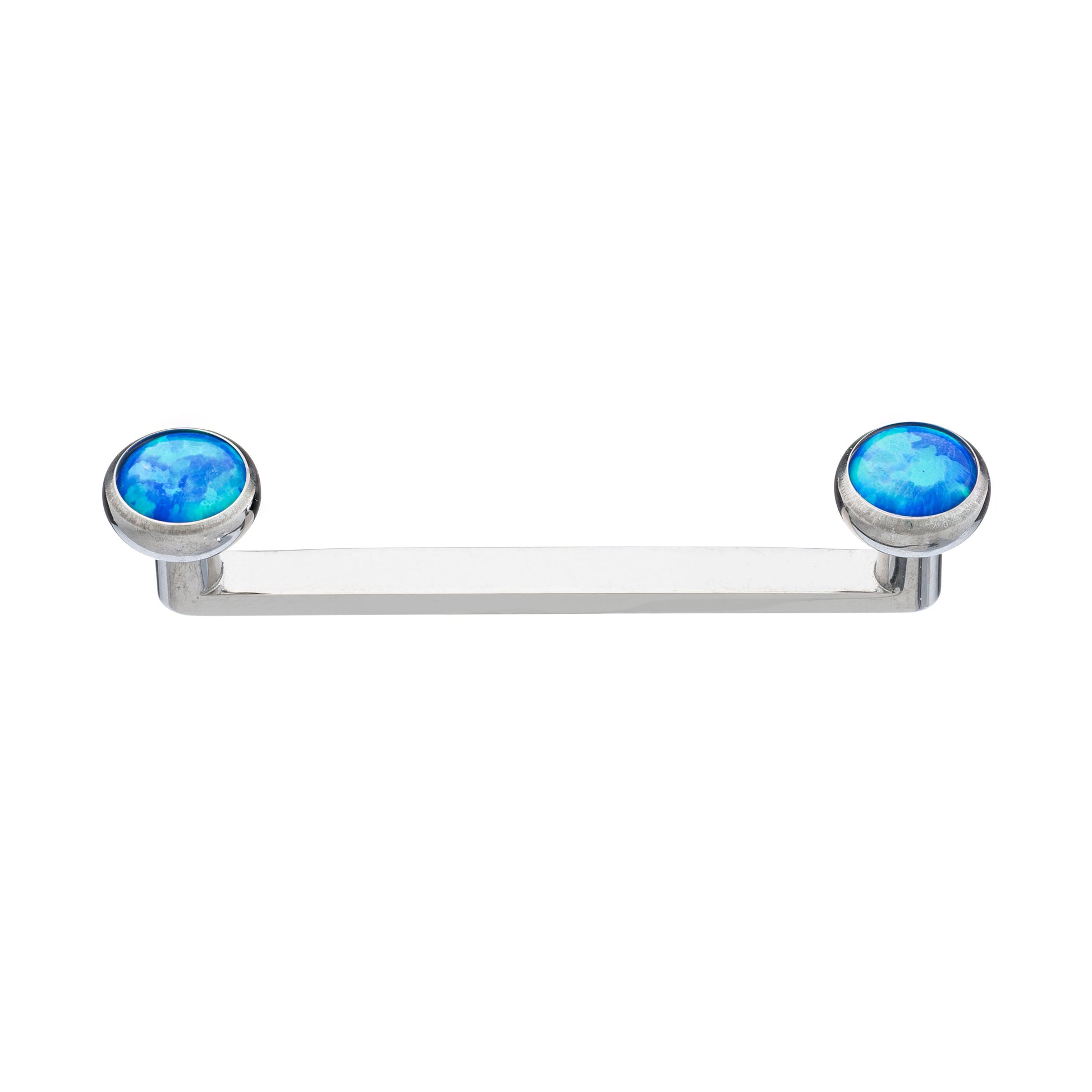 Titanium Flat Surface Bar With Bezel-Set Opal Stone Tops