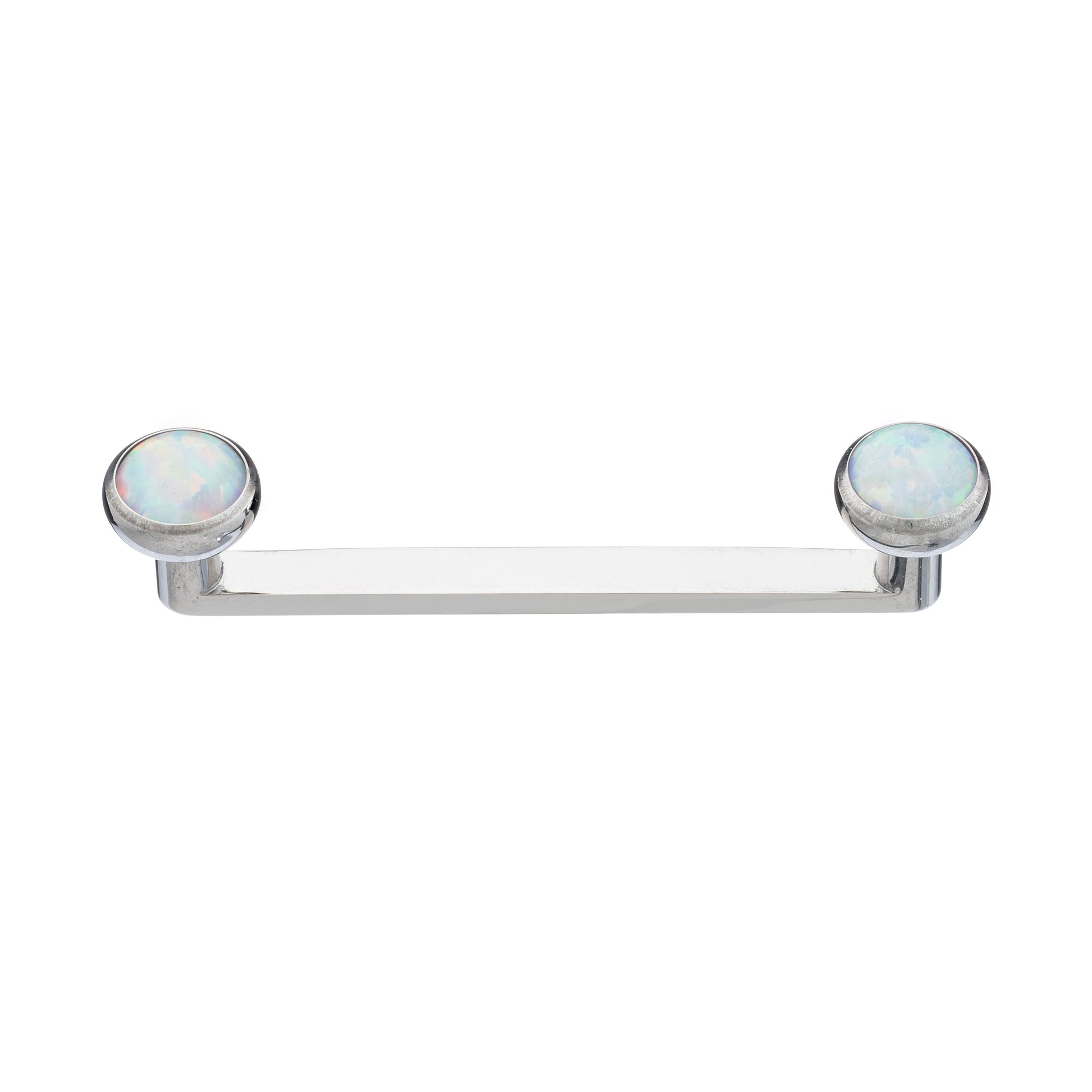 Titanium Flat Surface Bar With Bezel-Set Opal Stone Tops