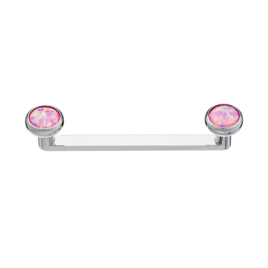 Titanium Flat Surface Bar With Bezel-Set Opal Stone Tops