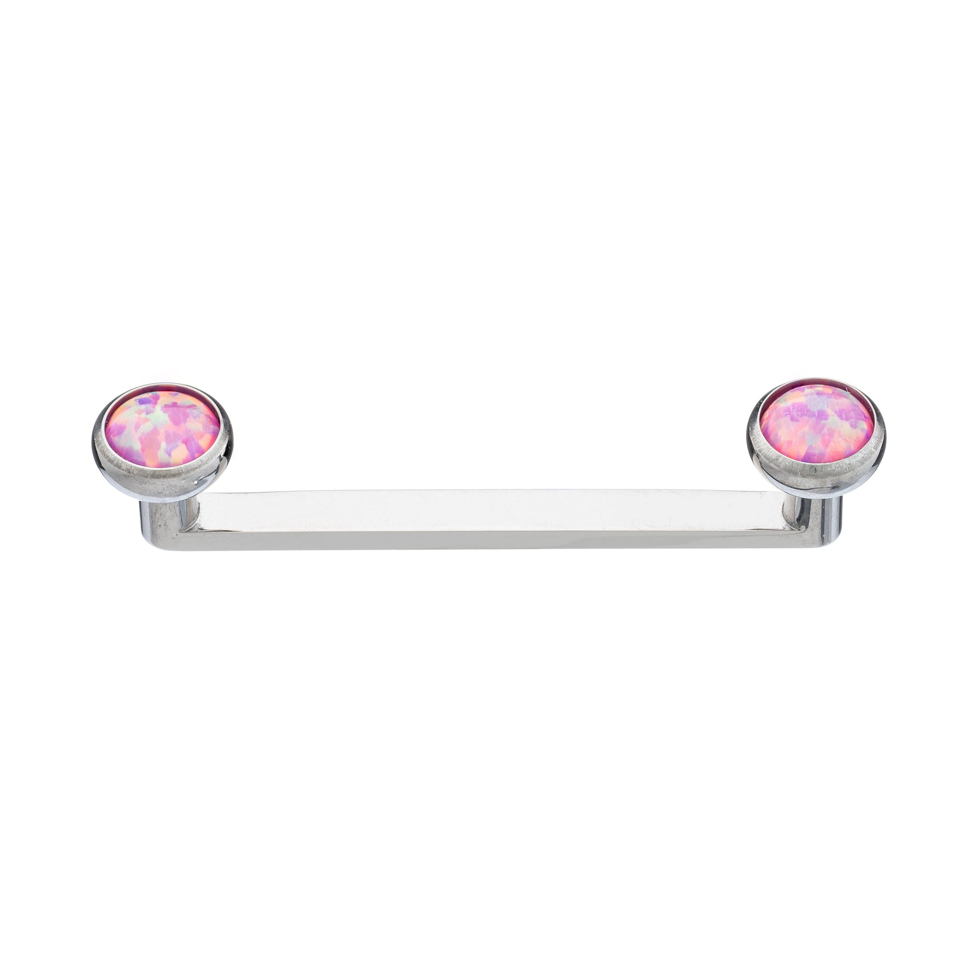 Titanium Flat Surface Bar With Bezel-Set Opal Stone Tops
