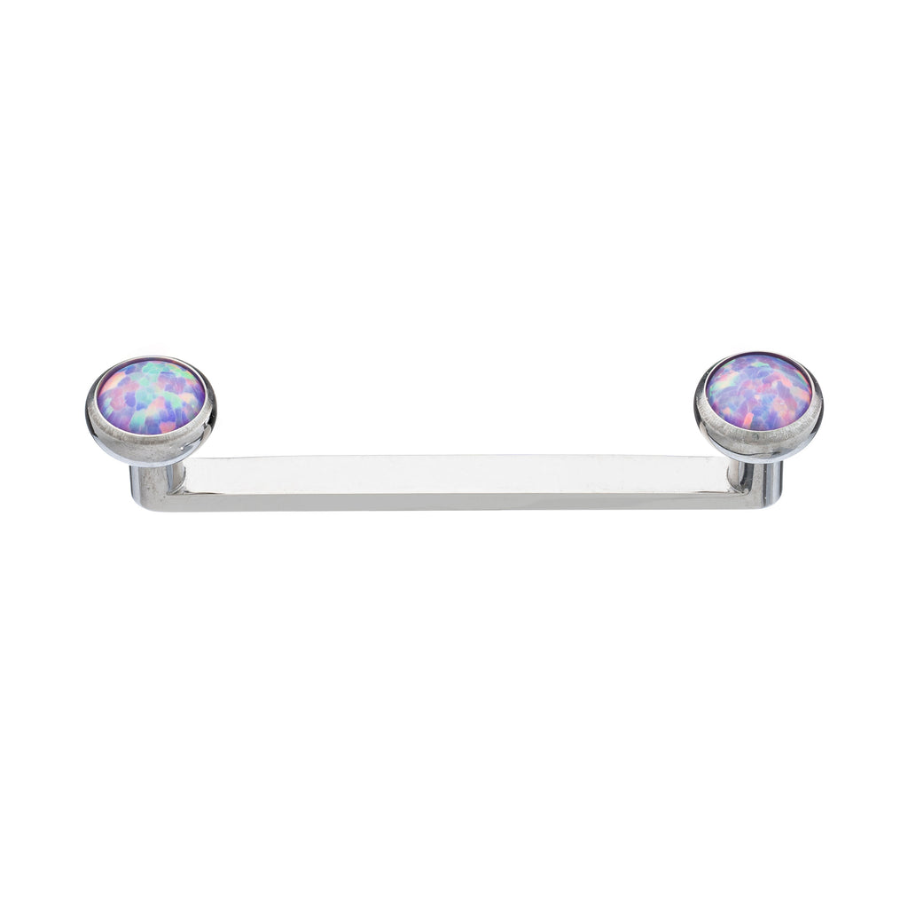 Titanium Flat Surface Bar With Bezel-Set Opal Stone Tops