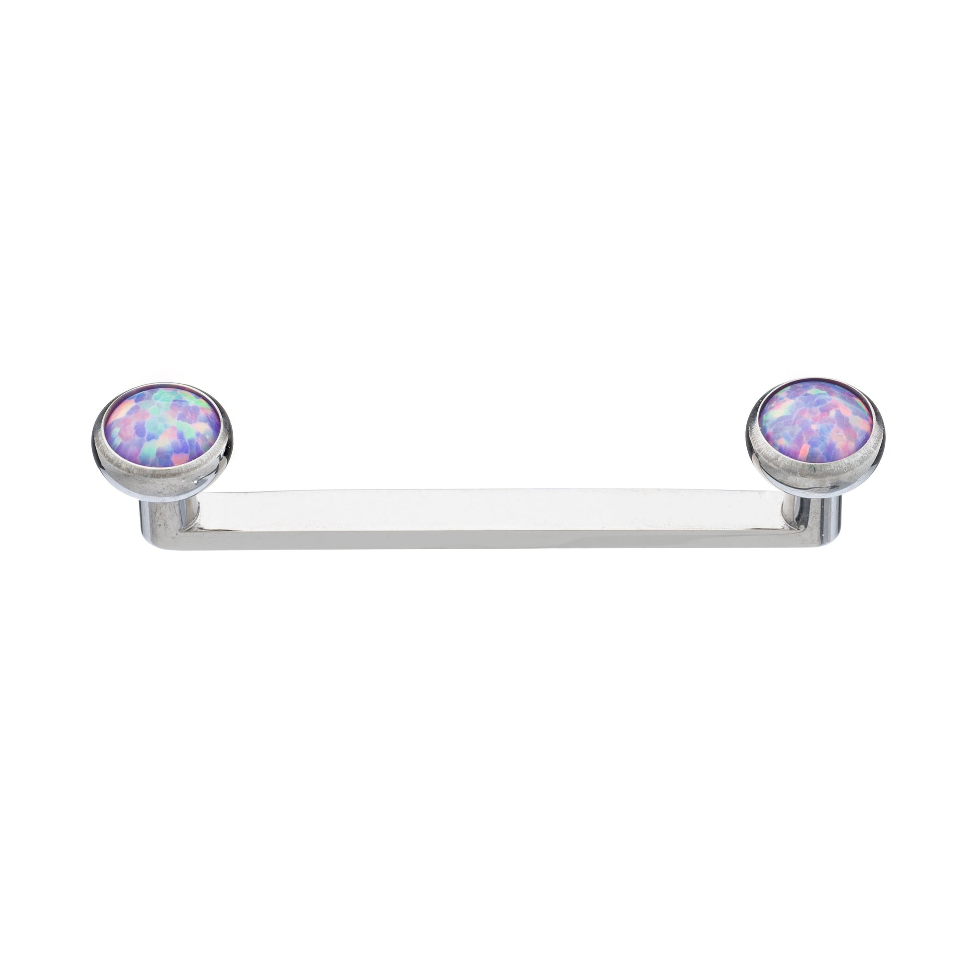 Titanium Flat Surface Bar With Bezel-Set Opal Stone Tops