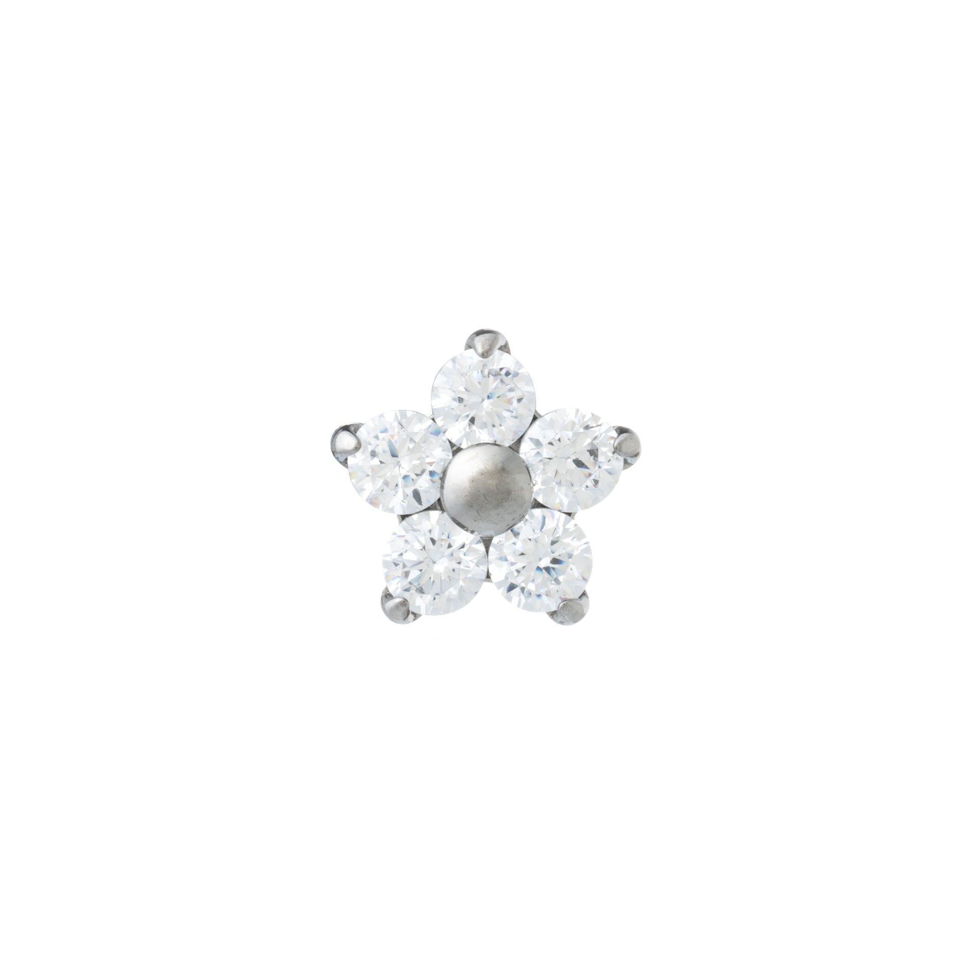 Titanium Simple Cubic Zirconia Flower Top