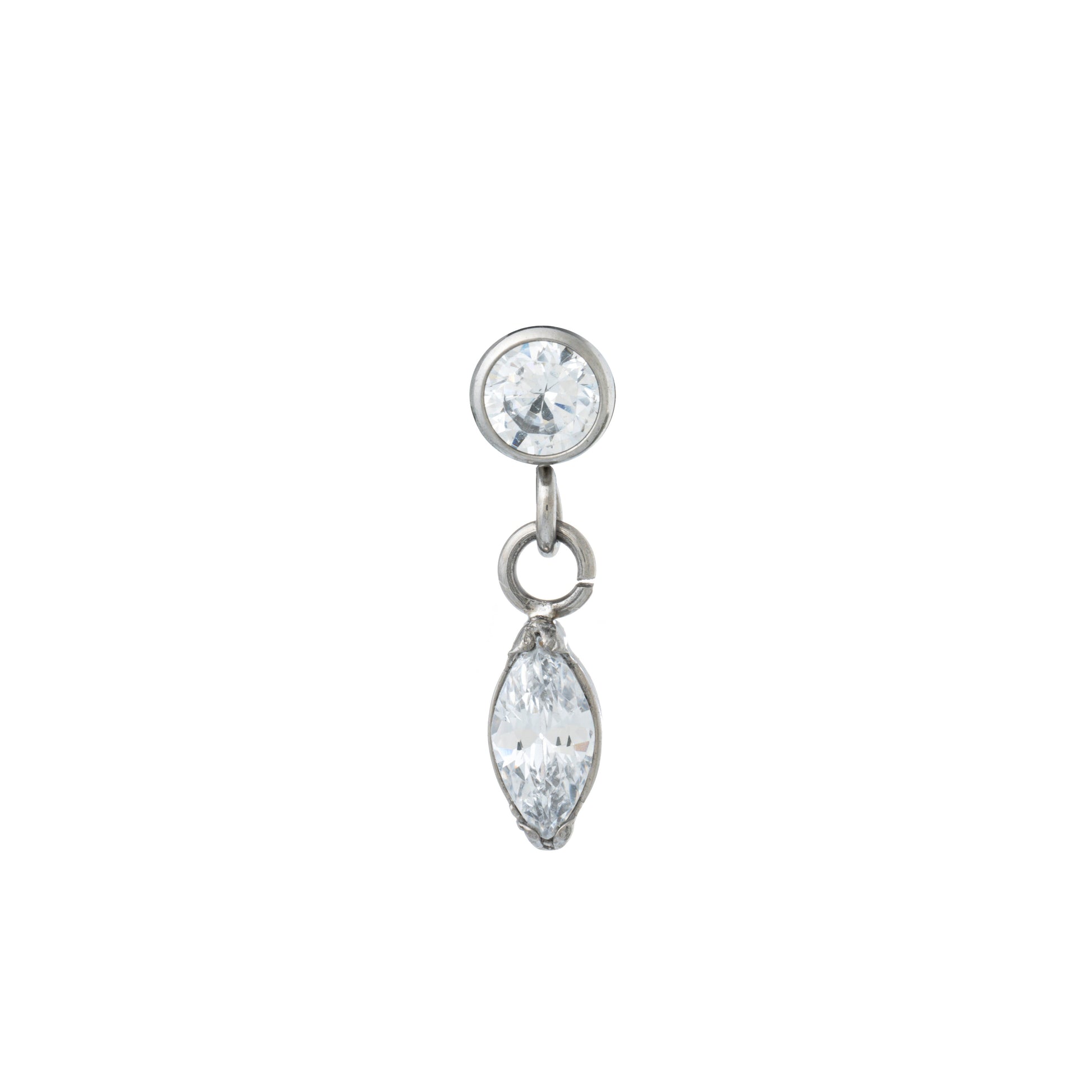 Titanium Round Zirconia Top With Marquise Charm