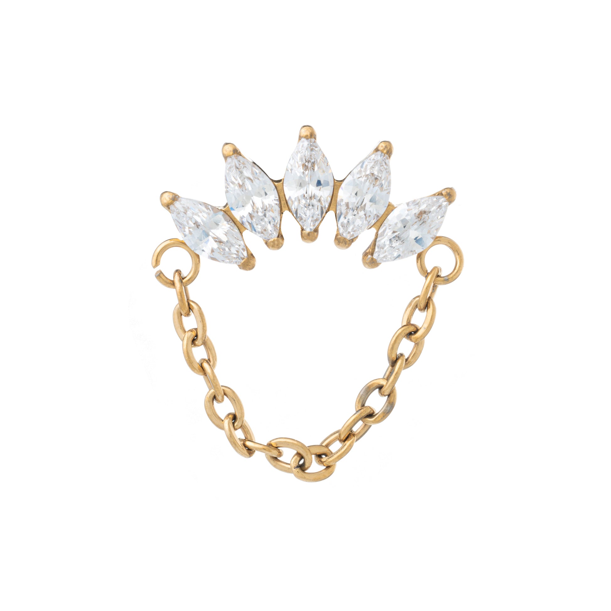 Titanium Gold Plated Royal 5 Marquise Top With Chain