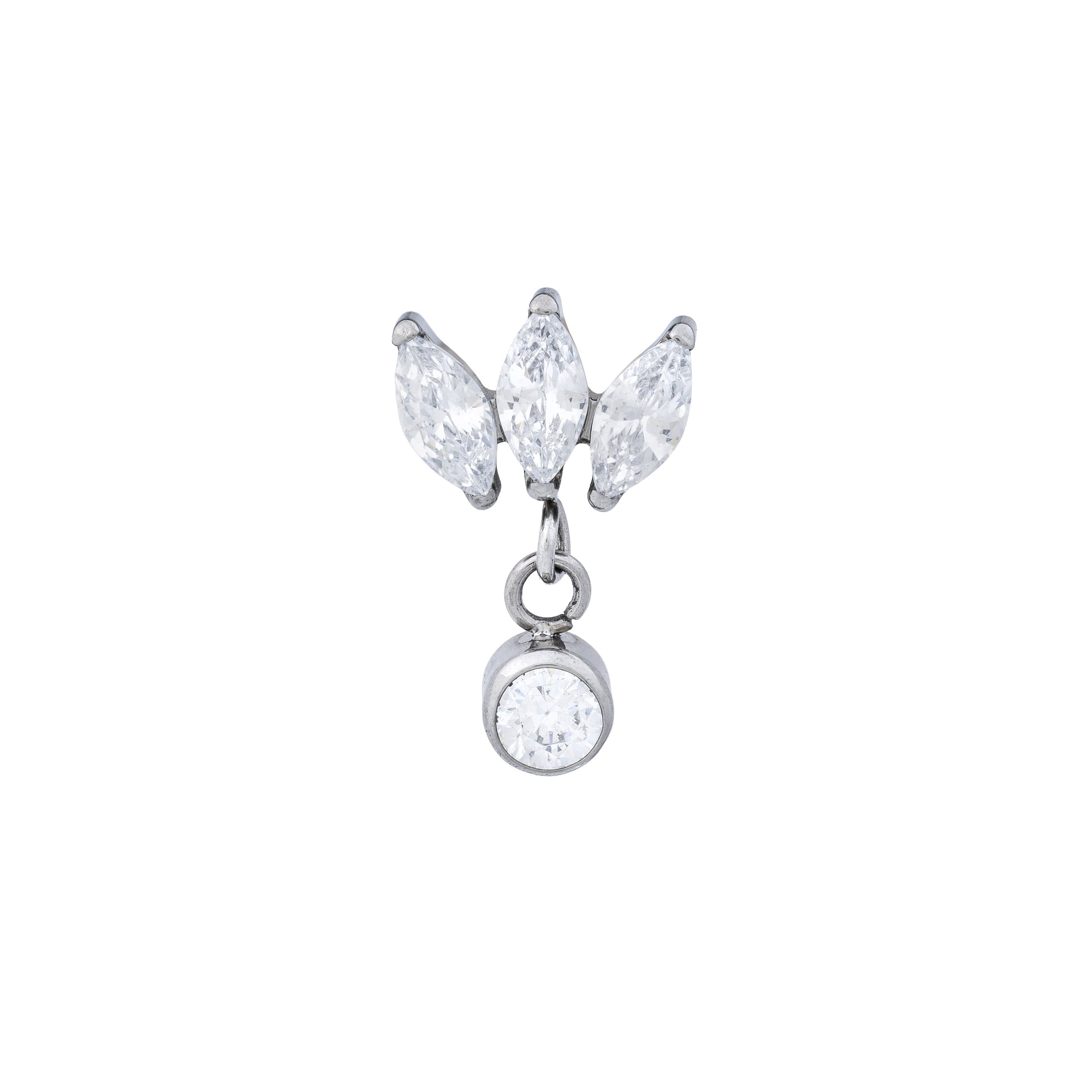 Titanium Marquise Zirconia Triplet Top With Round CZ Charm