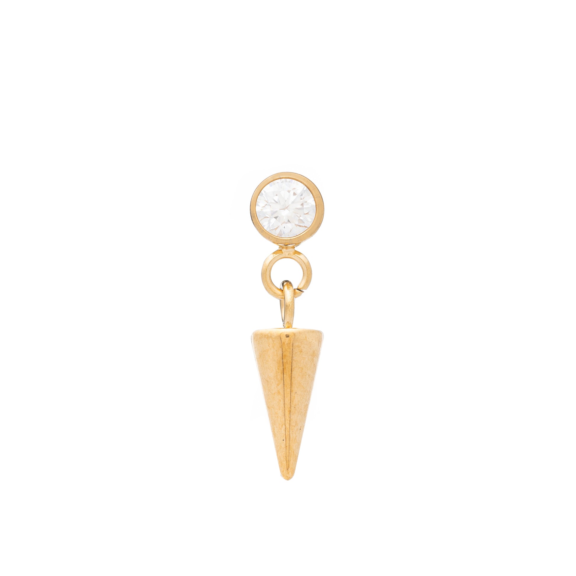 Titanium Gold Plated Round Zirconia Top With Spike Charm