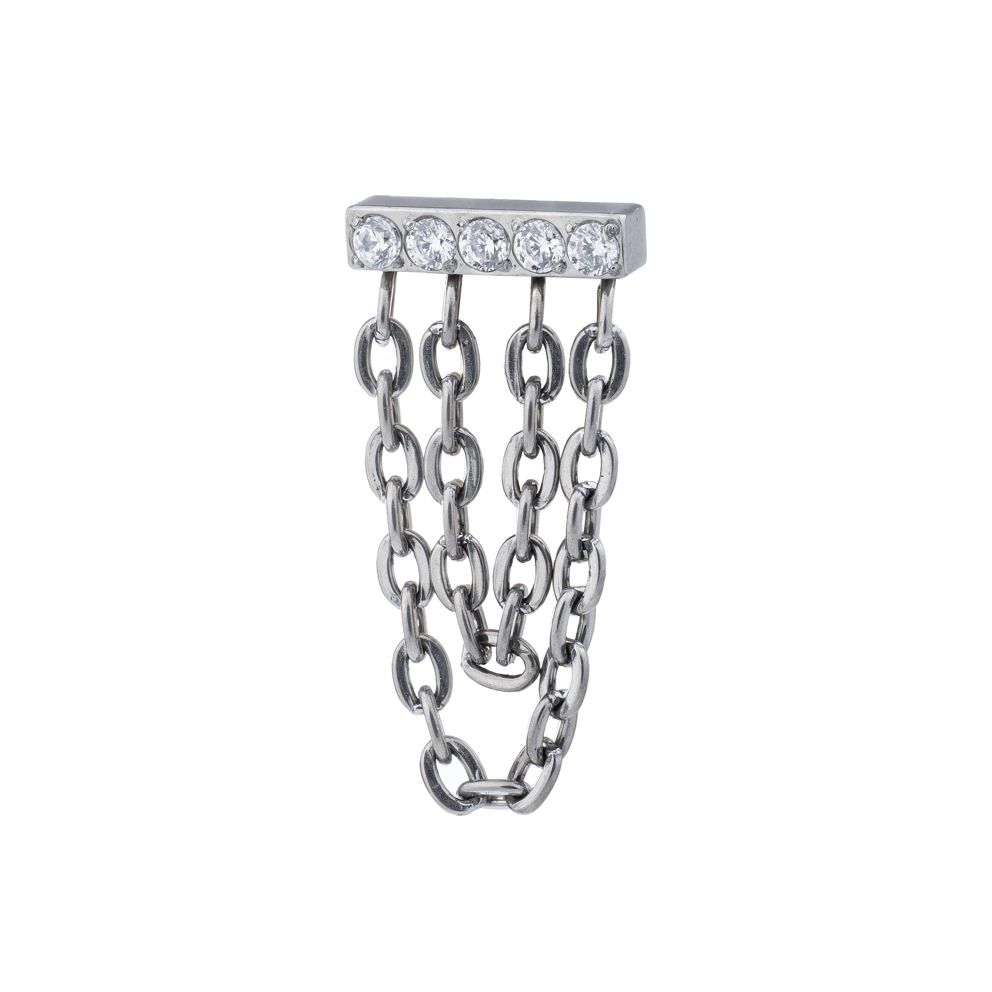 Titanium Zirconia Pavé Rectangle Top With 2 Chains