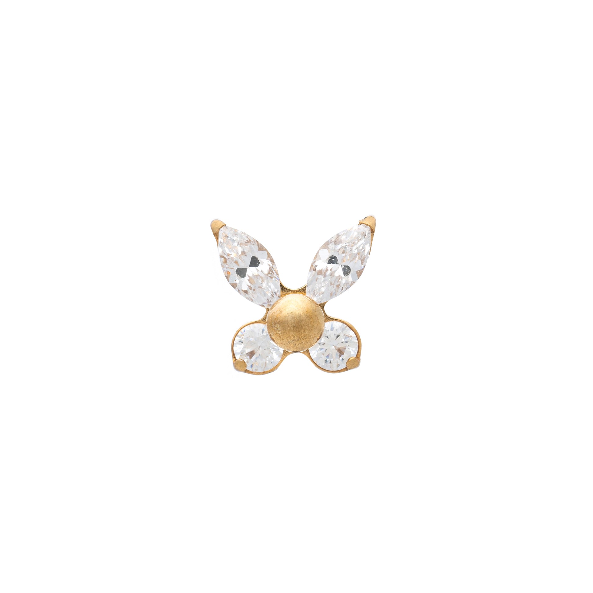 Titanium Gold Plated Zirconia Butterfly Top