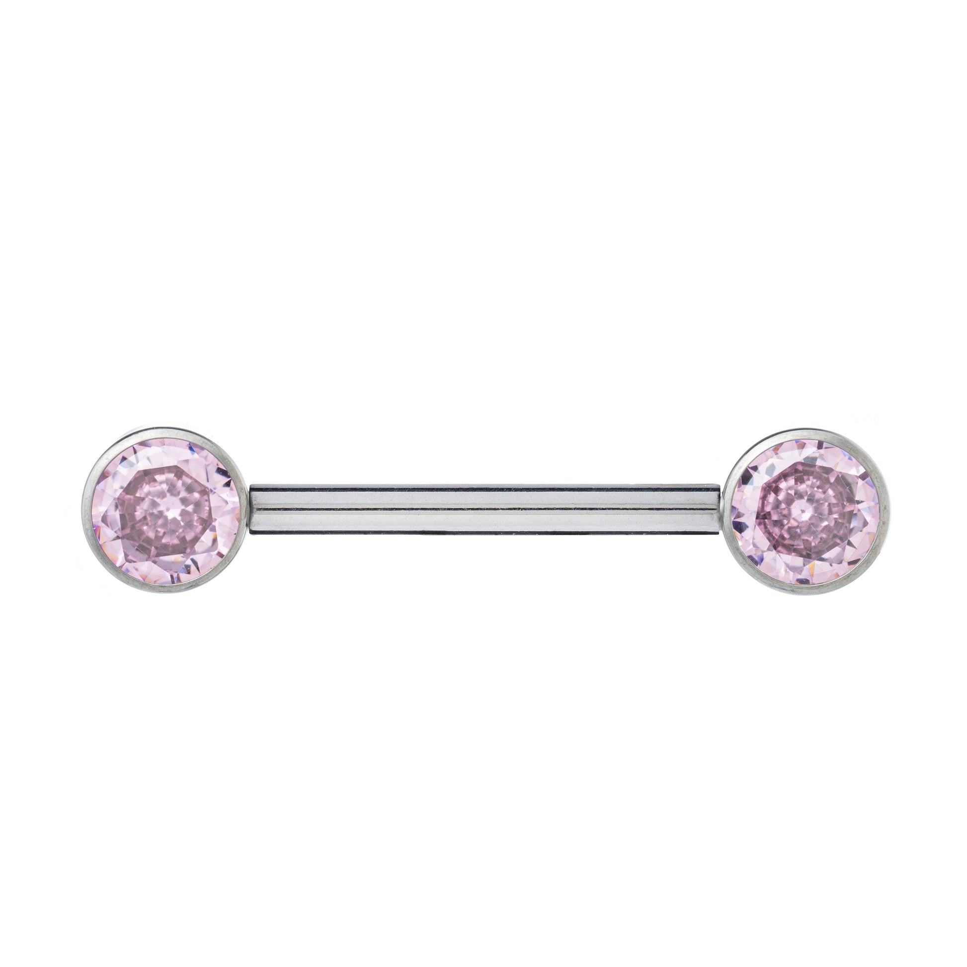 Titanium Internally Threaded Nipple Barbell With 5mm Cubic Zirconia