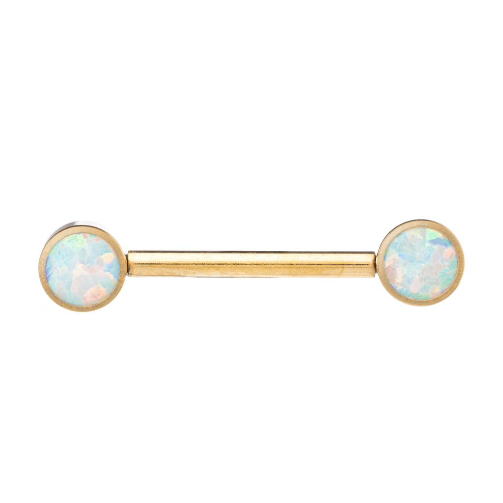 Flat-Back Opal Nipple Barbell