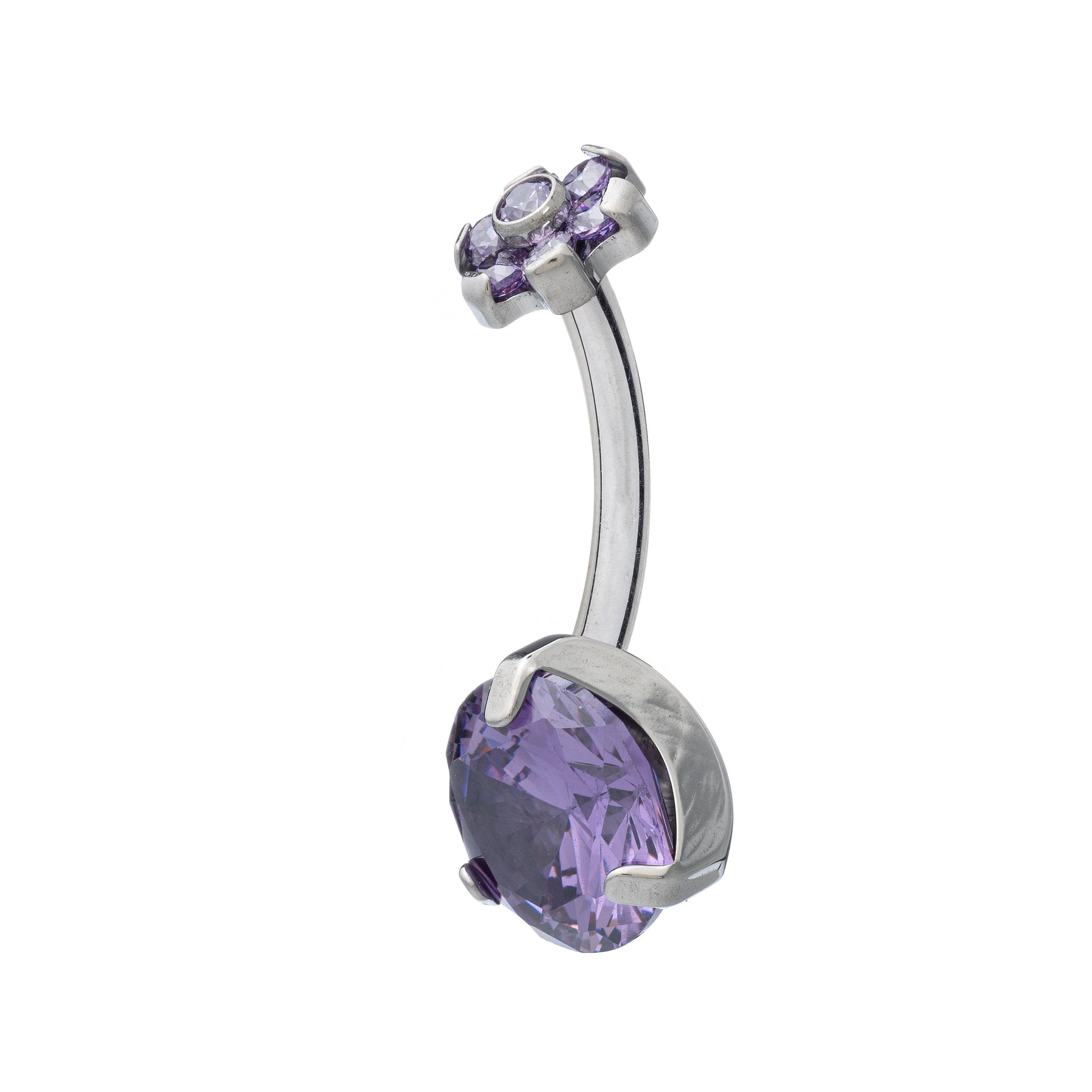 Titanium Navel Banana With Zirconia Daisy Top