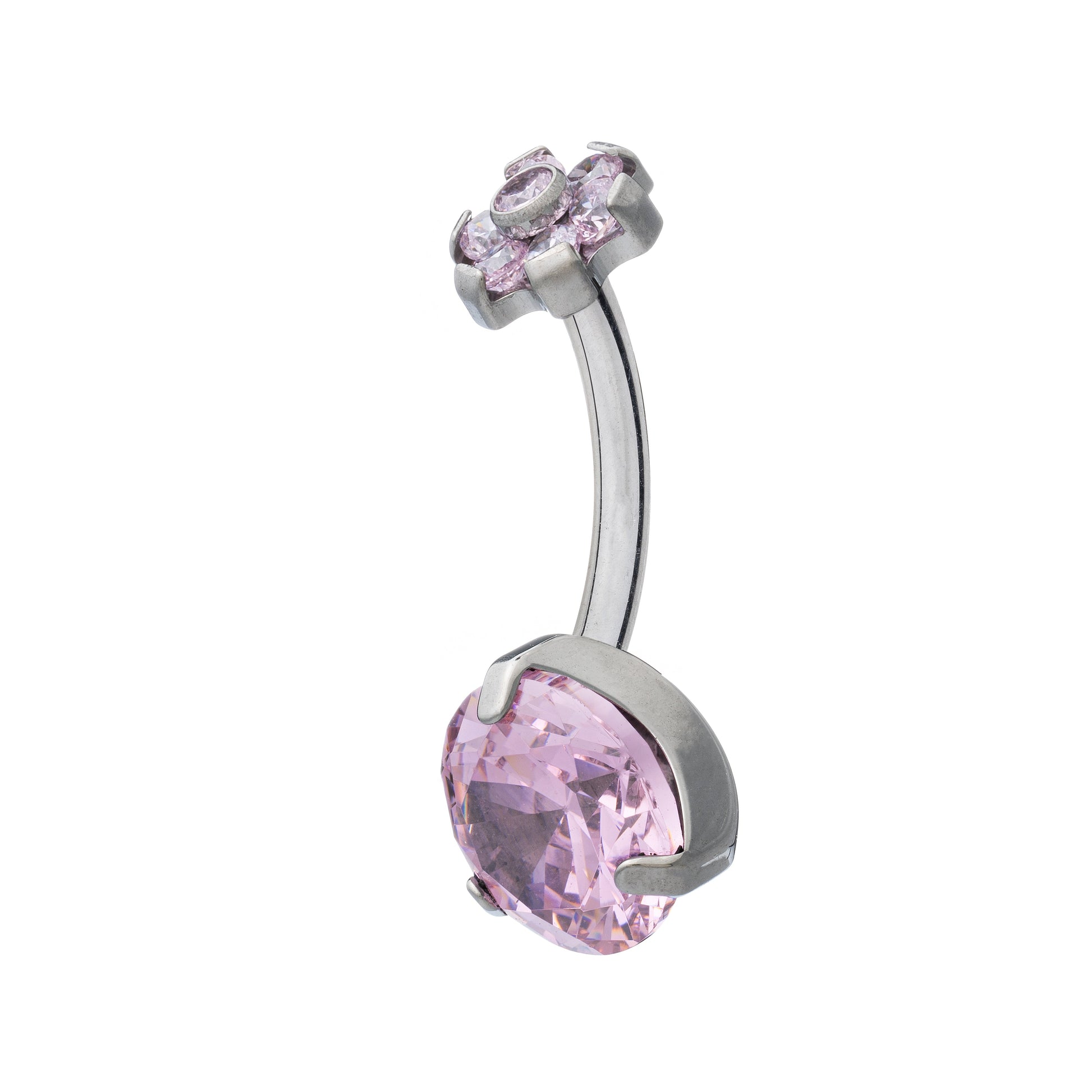 Titanium Navel Banana With Zirconia Daisy Top